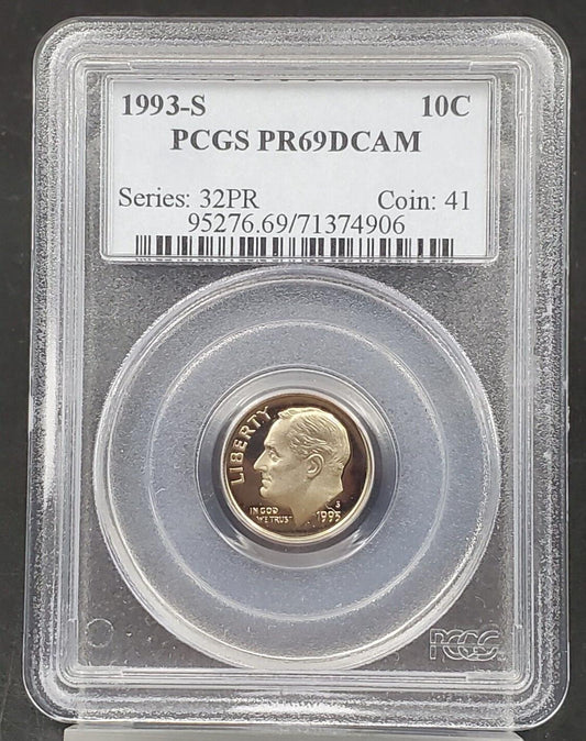 1993 S Roosevelt CLAD Dime Proof Coin PCGS PR69 DCAM Deep Cameo #906