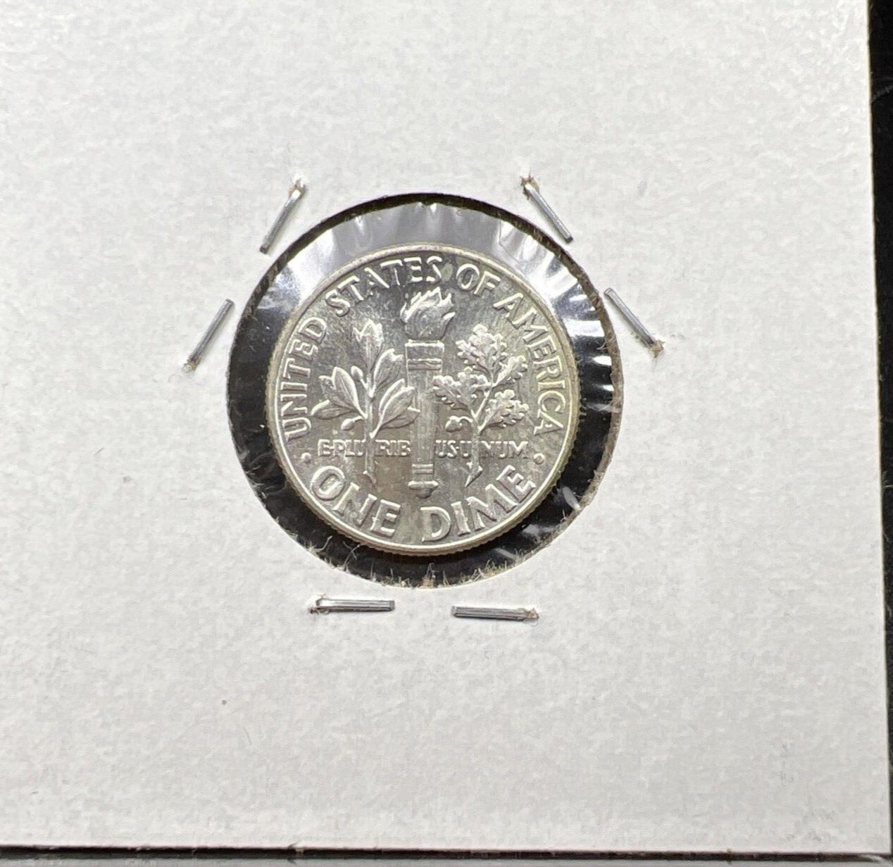 1959 P 10c Roosevelt Silver Dime Coin CH BU FT Full Torch Die Chip OBV Variety #