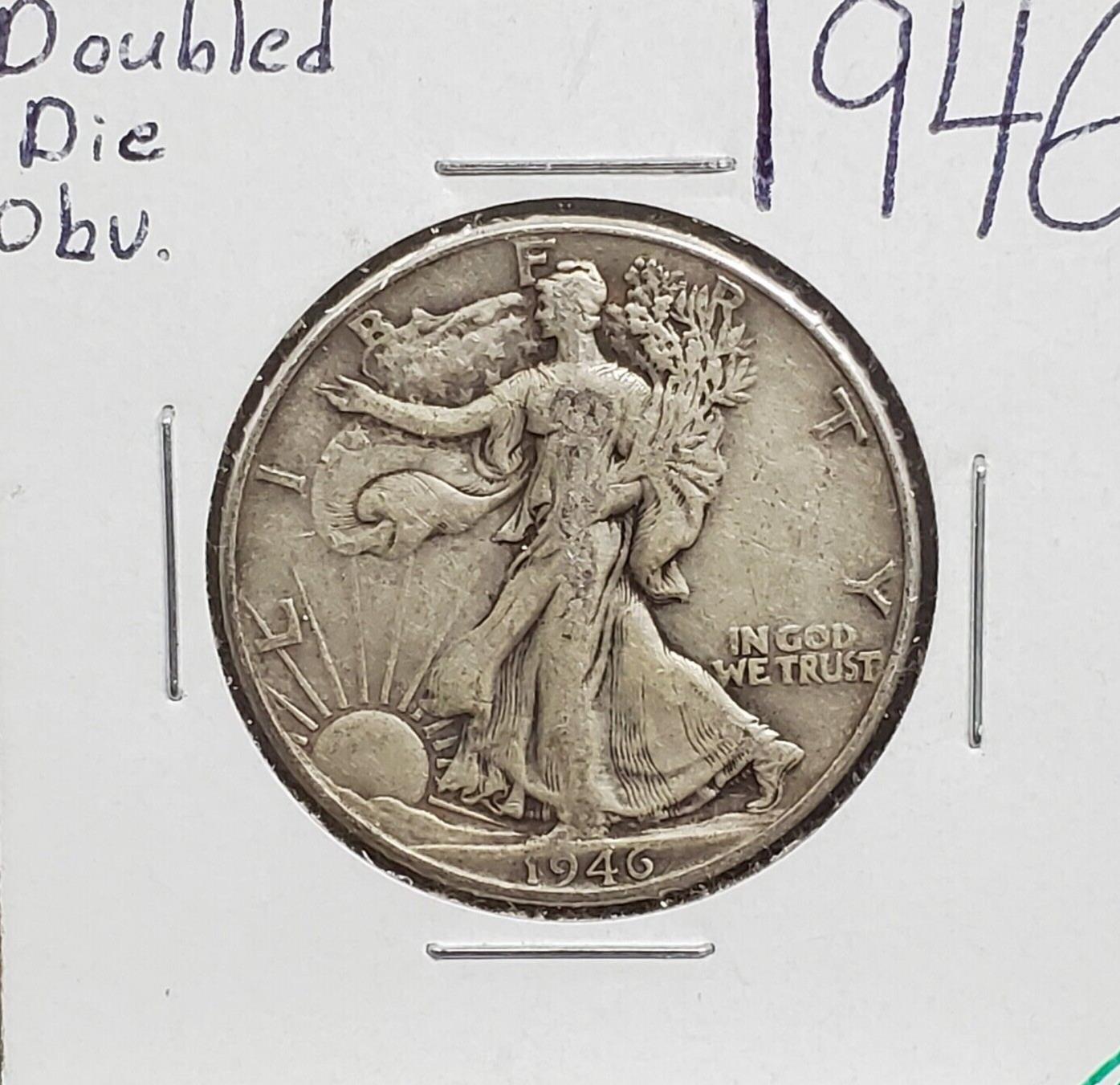 1946 P Walking Liberty Variety Half Dollar Doubled Die Obv DDO-002 VG / FINE