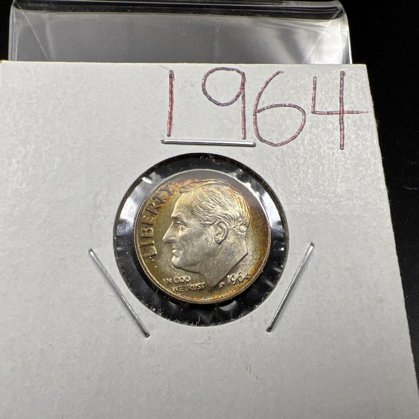 1964 P Roosevelt Silver Dime Uncirculated Neat Nice Toning Toner BU #Rd