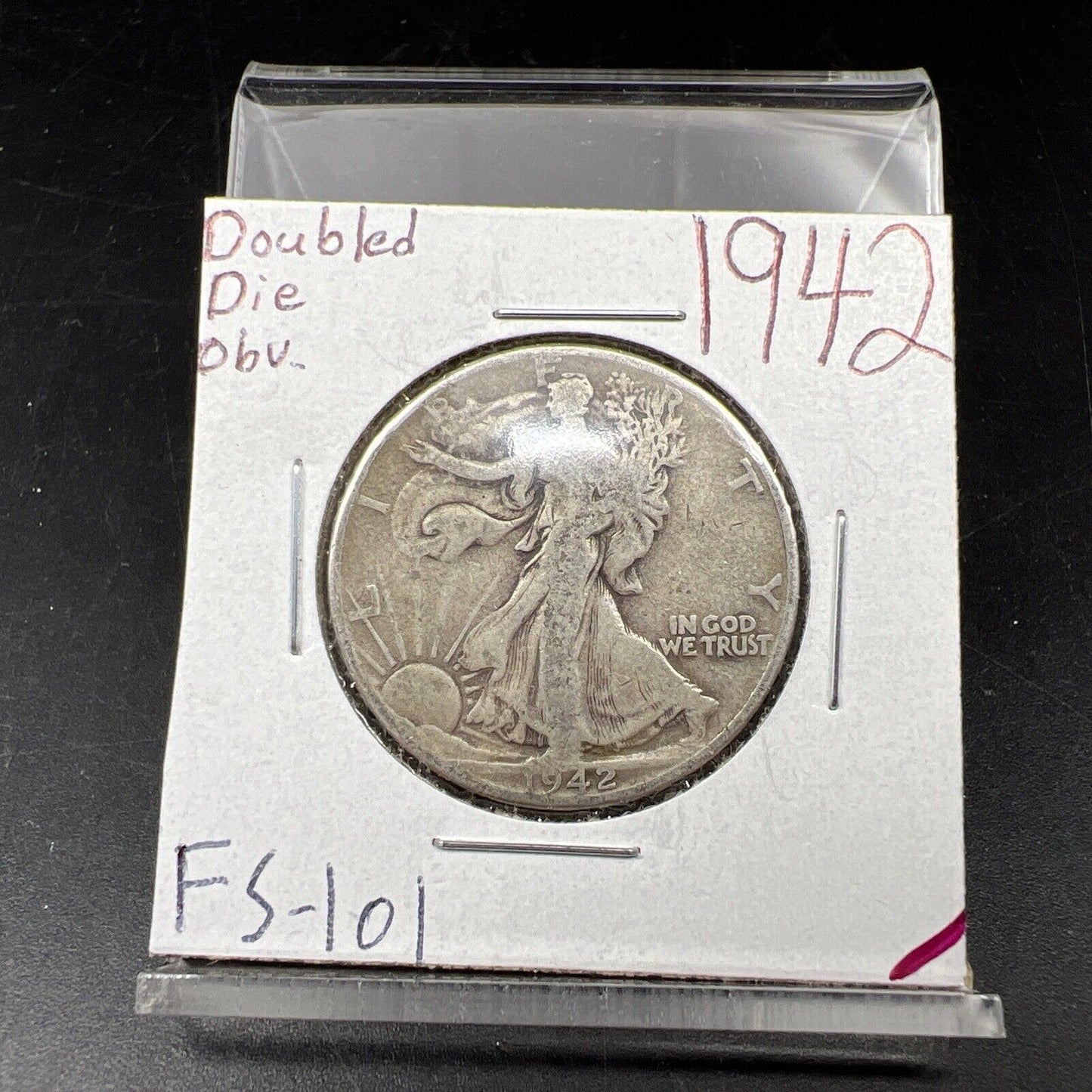 1942 P Walking Liberty DDO 001 Fs-101 Half Dollar Coin Doubled Die Obv Variety G