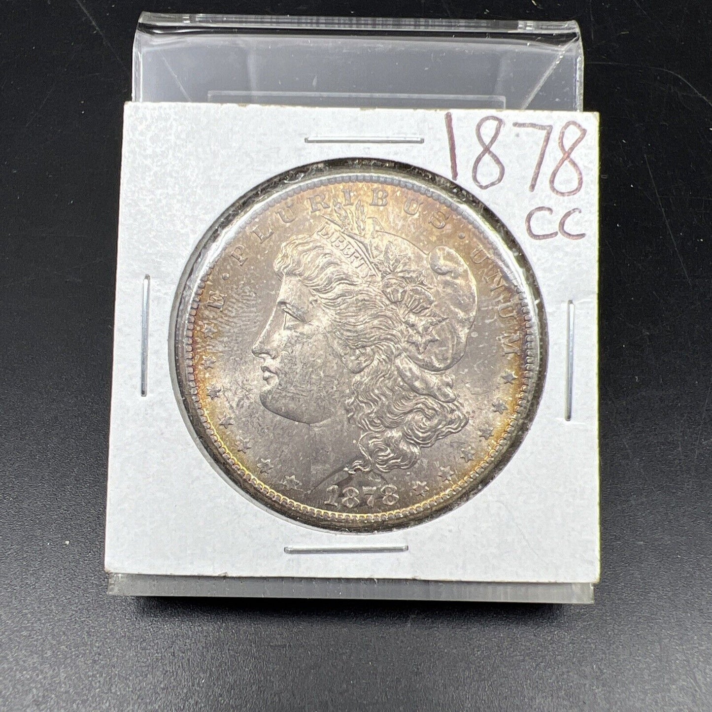 1878 CC Morgan 90% Silver Eagle Dollar Coin AVG BU UNC PQ Amber Toning Toner