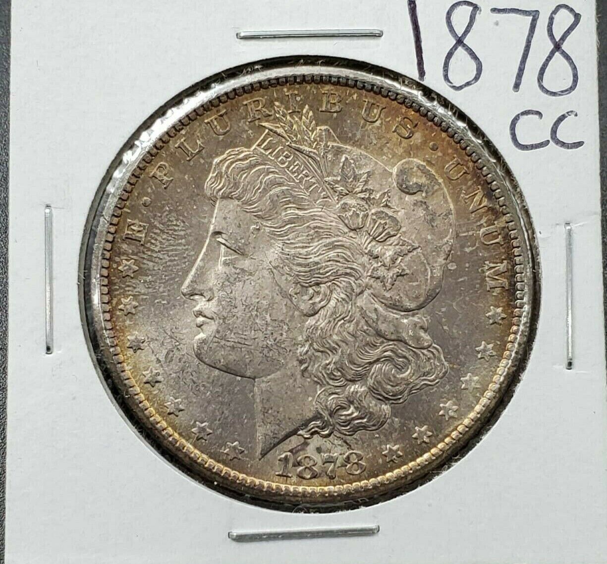 1878 CC Morgan 90% Silver Eagle Dollar Coin AVG BU UNC PQ Amber Toning Toner