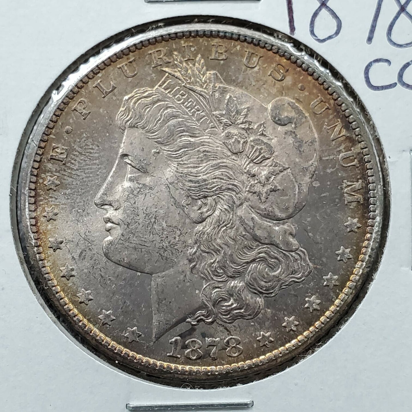 1878 CC Morgan 90% Silver Eagle Dollar Coin AVG BU UNC PQ Amber Toning Toner