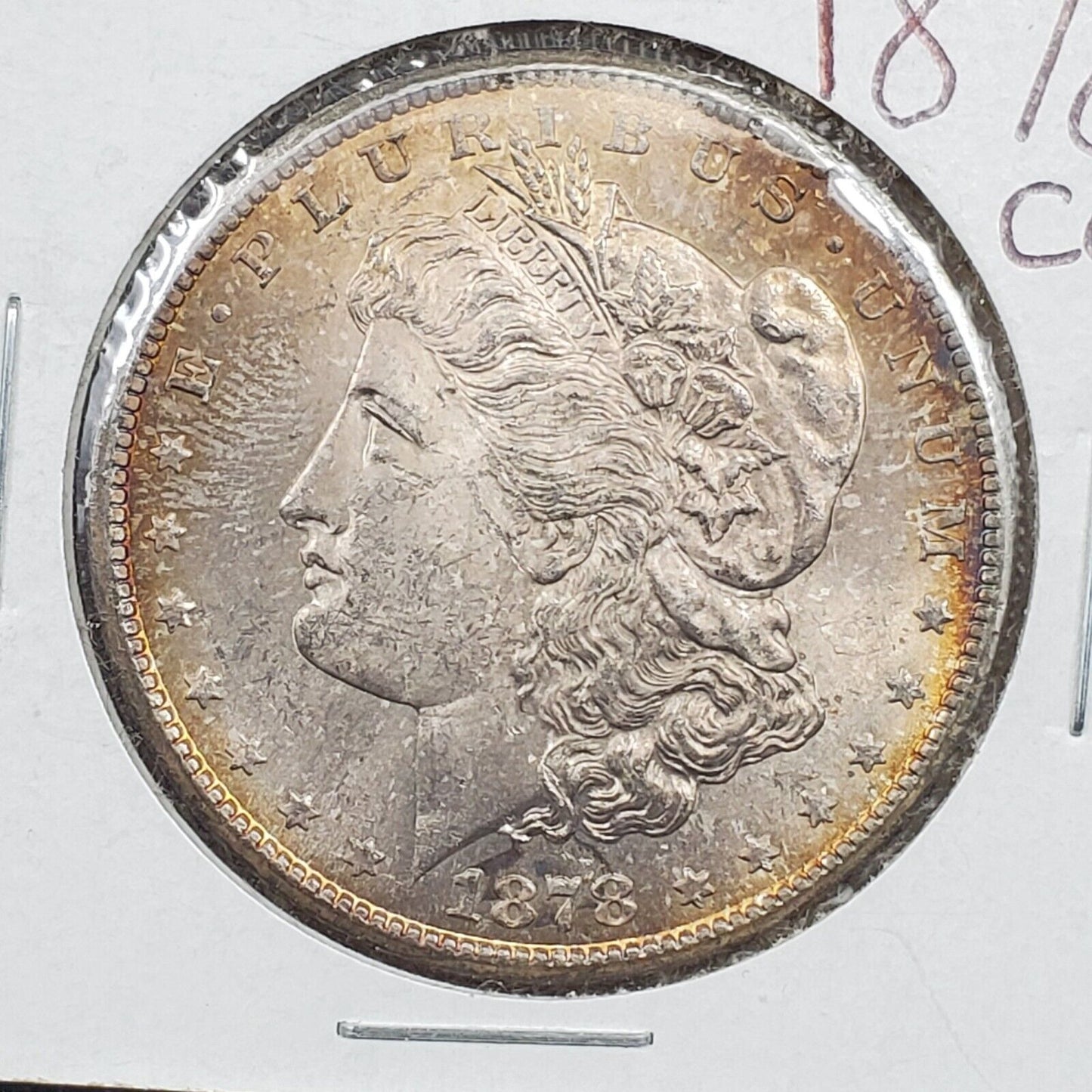 1878 CC Morgan 90% Silver Eagle Dollar Coin AVG BU UNC PQ Amber Toning Toner