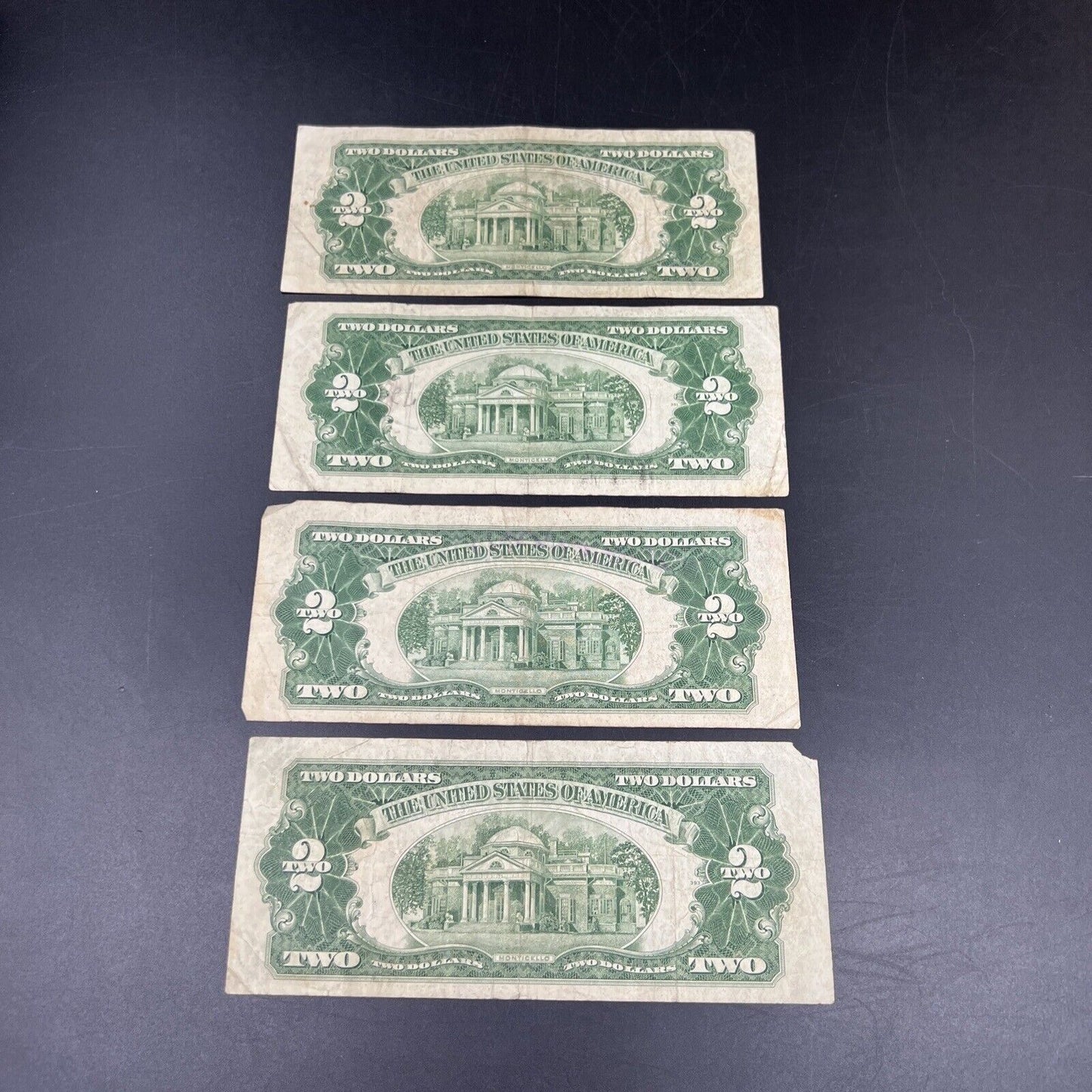 Lot of 4 1953 $2 Two Dollar United States Red Seal Legal Tender VERY CIRC