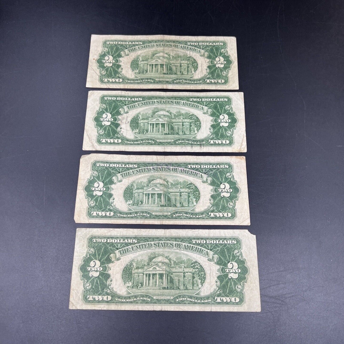 Lot of 4 1953 $2 Two Dollar United States Red Seal Legal Tender VERY CIRC
