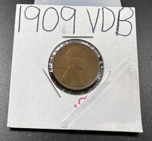 1909 P VDB Lincoln Wheat Cent Penny Coin VG VERY GOOD Circ 1st year of type #AB