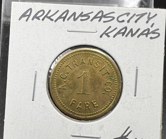 Arkansas City Kansas 1 Fare Bus Transit Token XF / AU KS30C