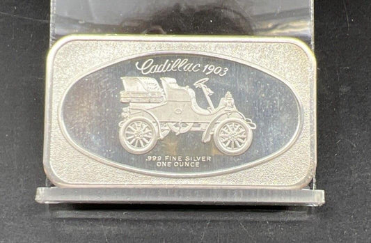 1903 CADILLAC 1 OZ SILVER ART BAR .999 FINE UNCLEANED ORIGINAL BAR