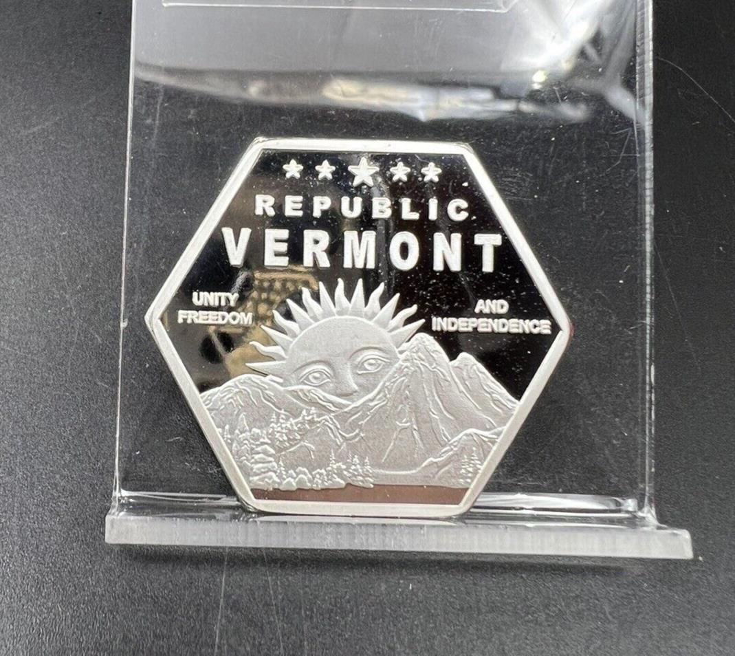 2020 Vermont Republic 20 Dollars Choice Proof Medal Silver Plated