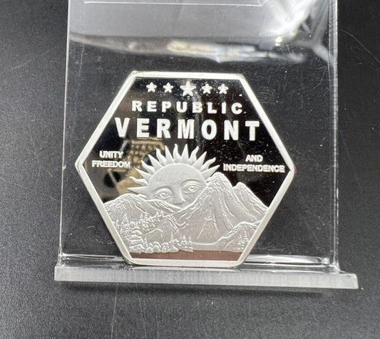 2020 Vermont Republic 20 Dollars Choice Proof Medal Silver Plated