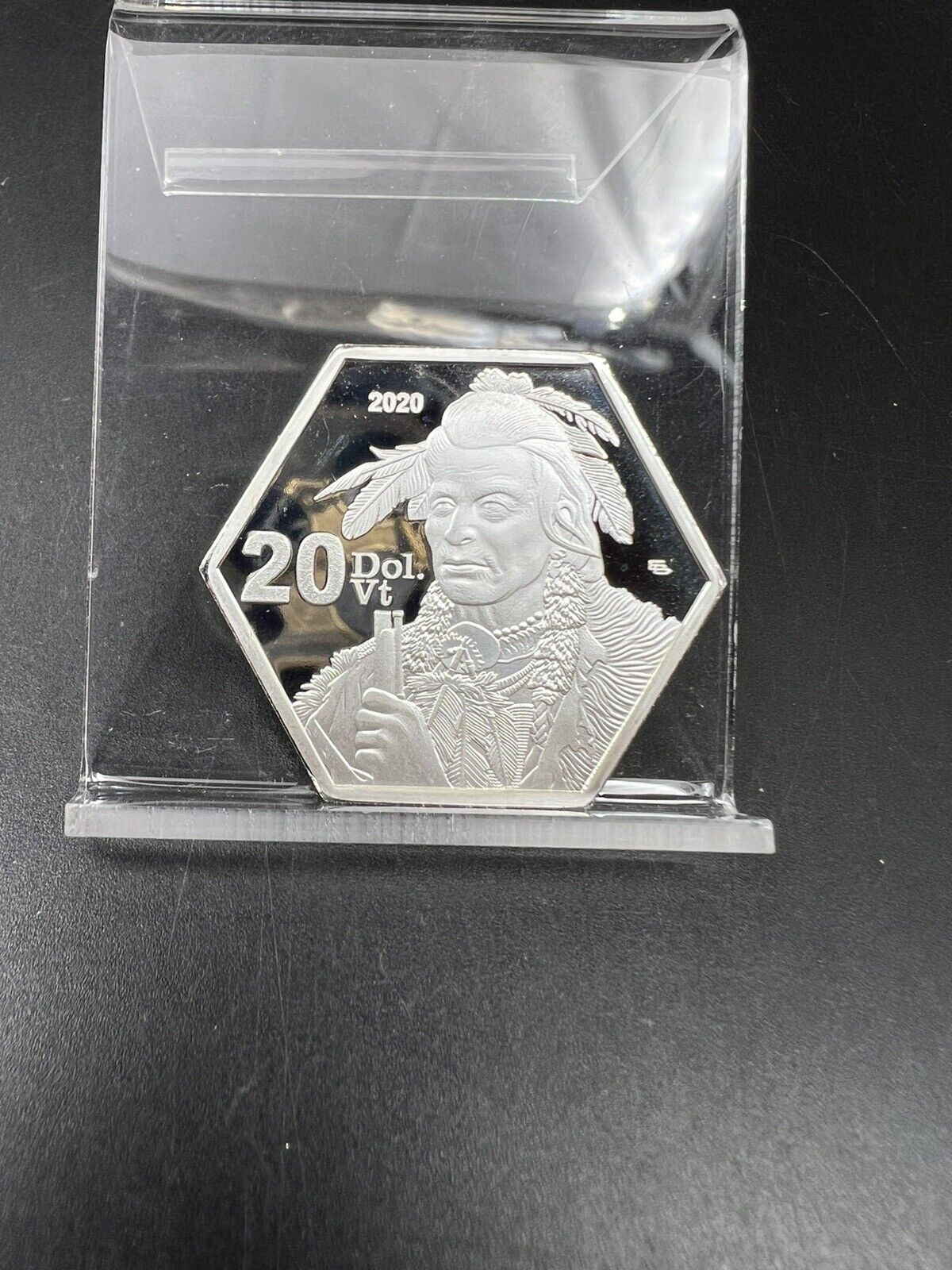 2020 Vermont Republic 20 Dollars Choice Proof Medal Silver Plated