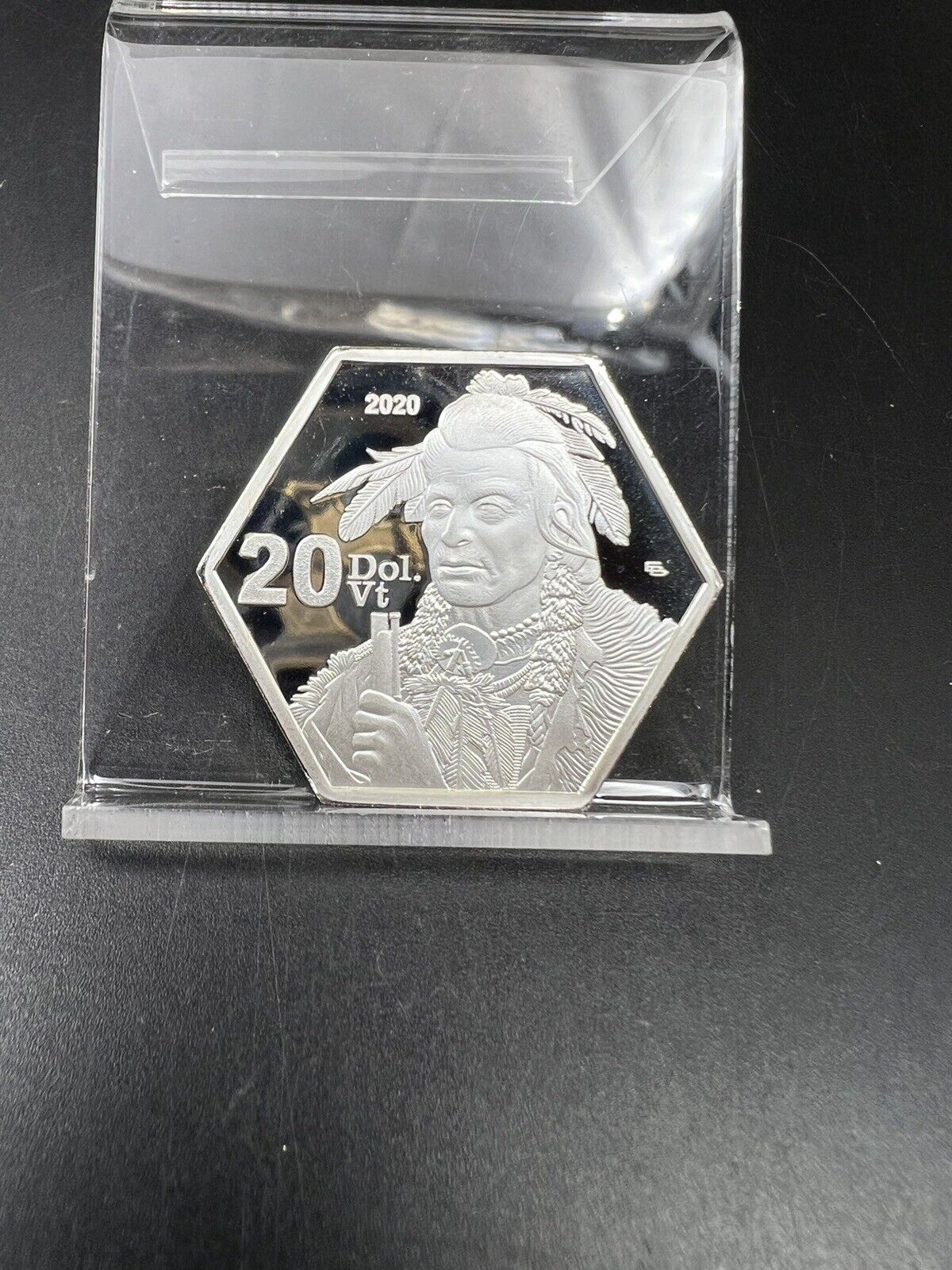 2020 Vermont Republic 20 Dollars Choice Proof Medal Silver Plated