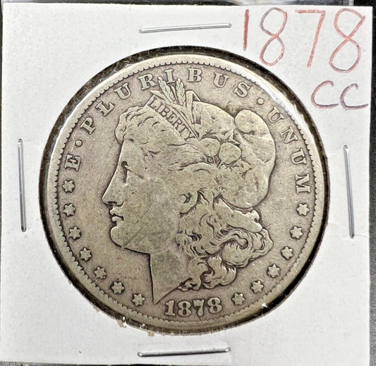 1878 CC Morgan Silver Eagle Dollar Coin Choice Good / VG Very Good Circ