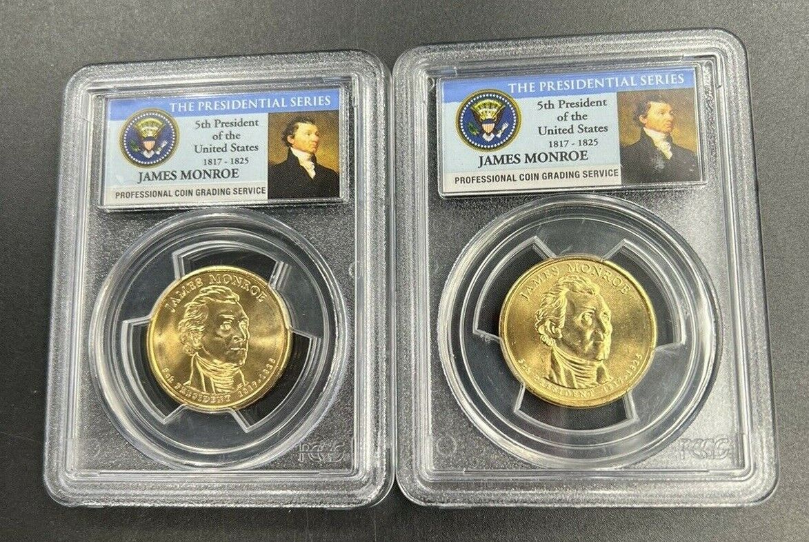 2 Dollar Set 2008 P & D James Monroe Presidential PCGS MS67 FDOI Position B