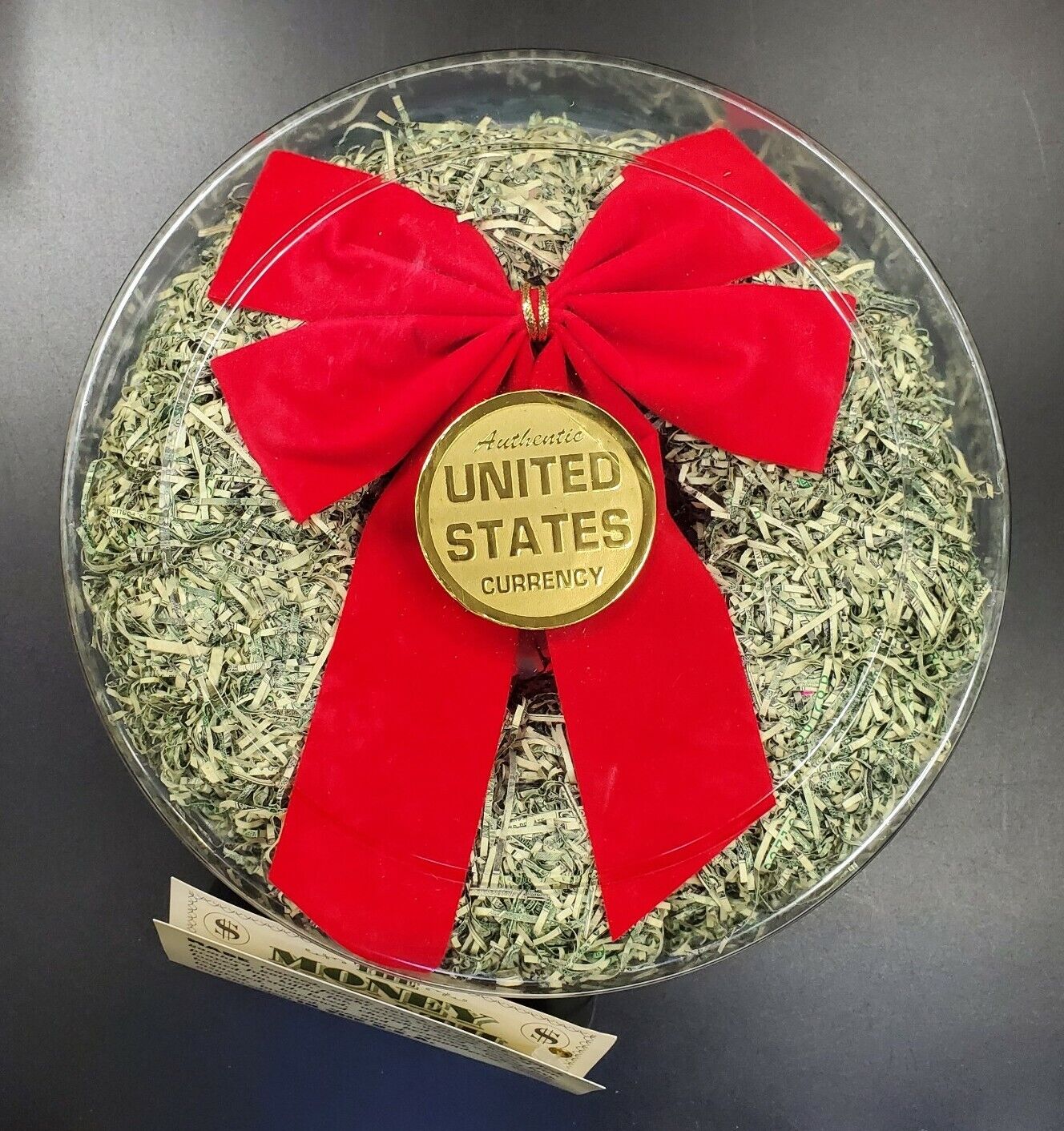 Authentic Shredded United States Currency Wreath Christmas Decoration Xmas Money