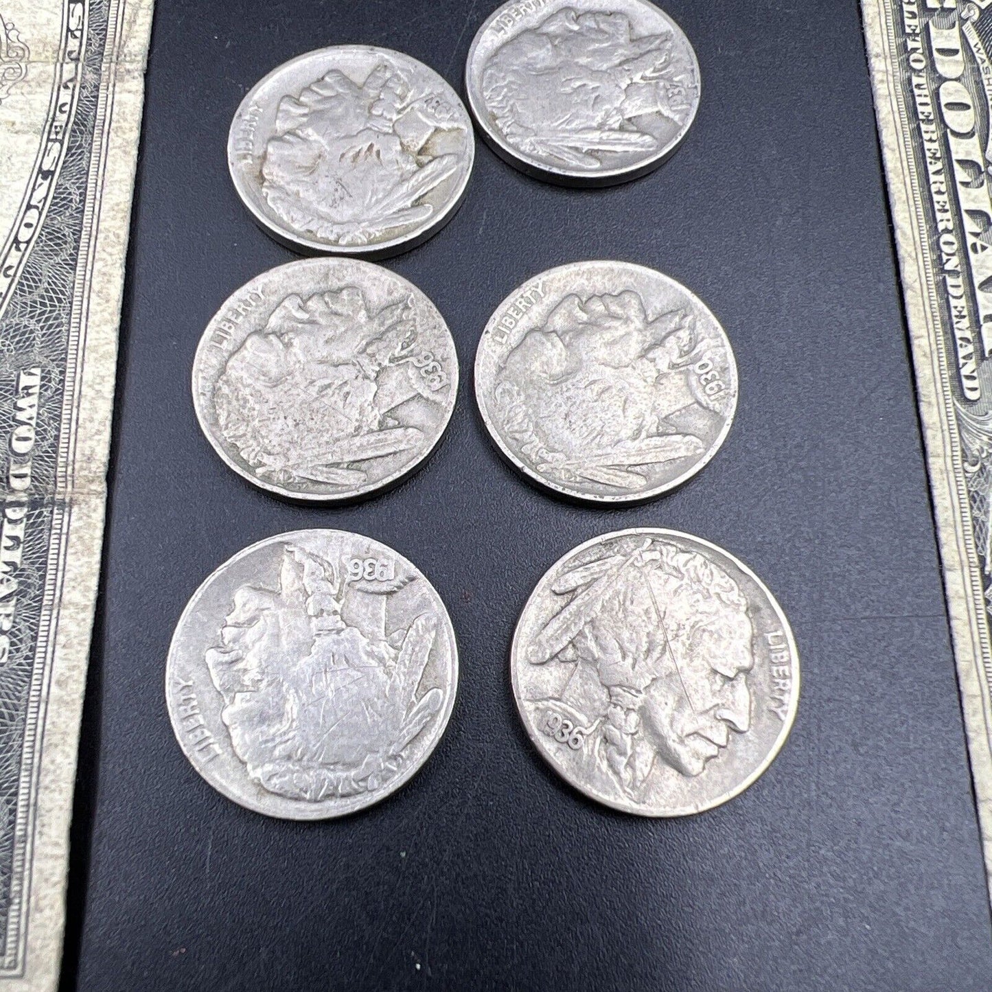 Great Depression Era Pocket Money 1928 $2 Buffalo 5c 2 90% Silver 10c 1935 $1 ++