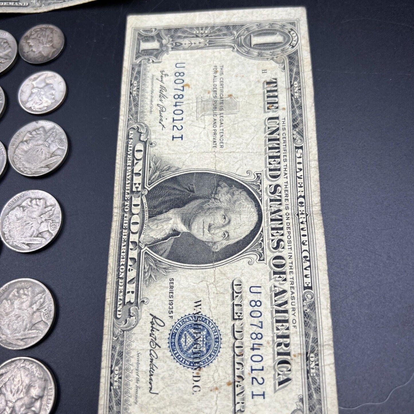 Great Depression Era Pocket Money 1928 $2 Buffalo 5c 2 90% Silver 10c 1935 $1 ++