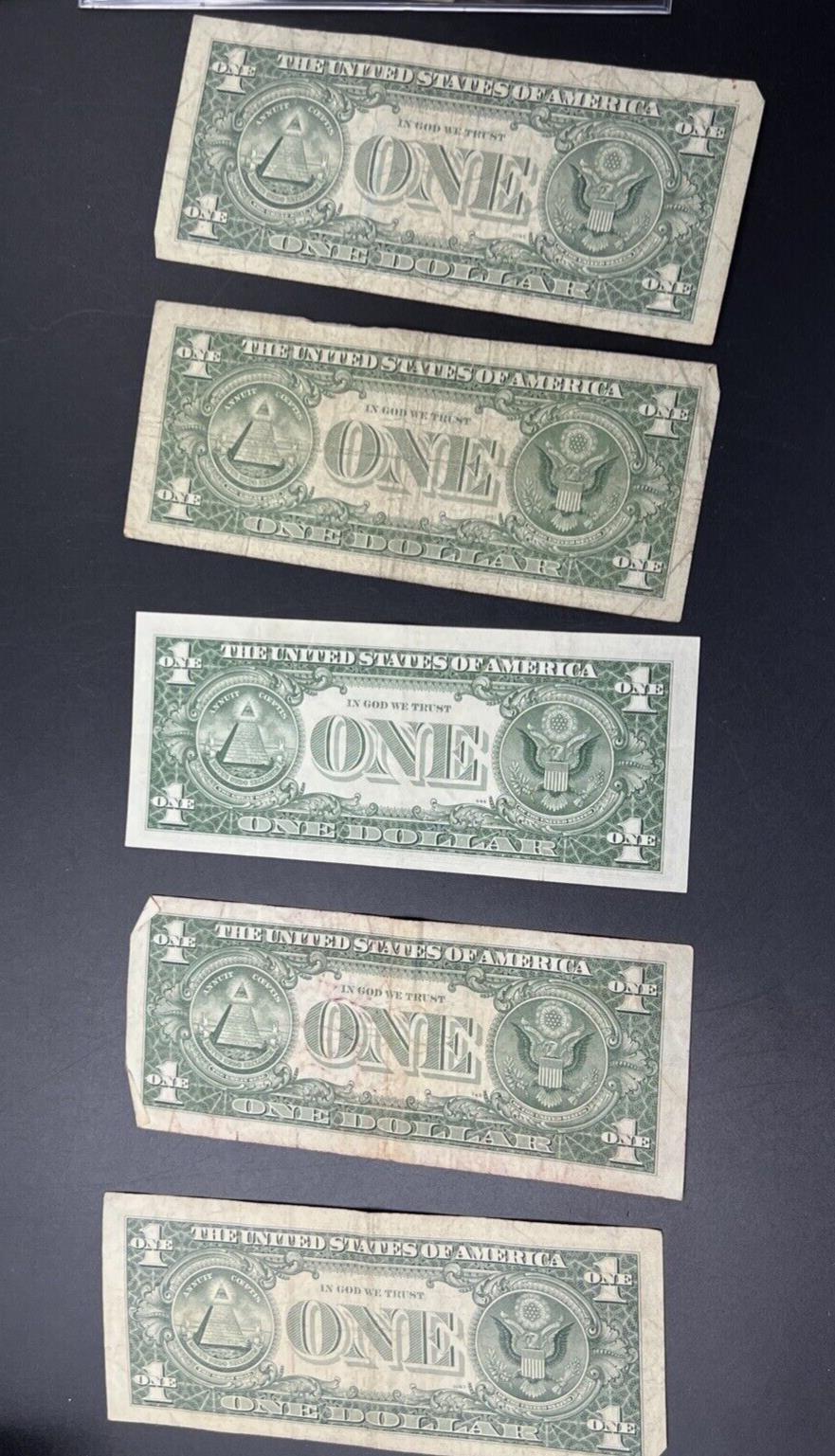 Lot of 5 1963 $1 FRN Notes Circ Varying Letters as Pictured