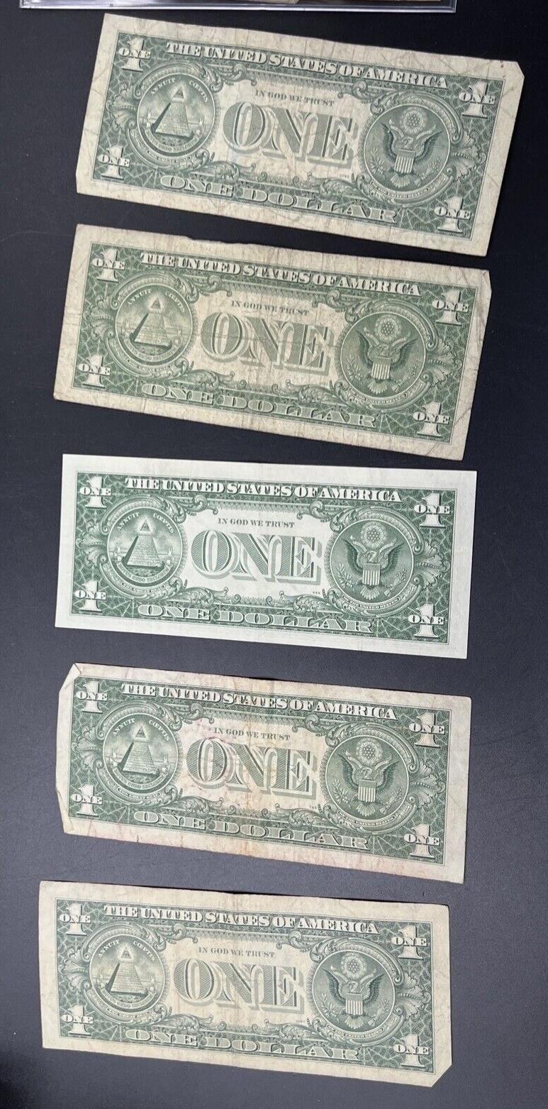 Lot of 5 1963 $1 FRN Notes Circ Varying Letters as Pictured