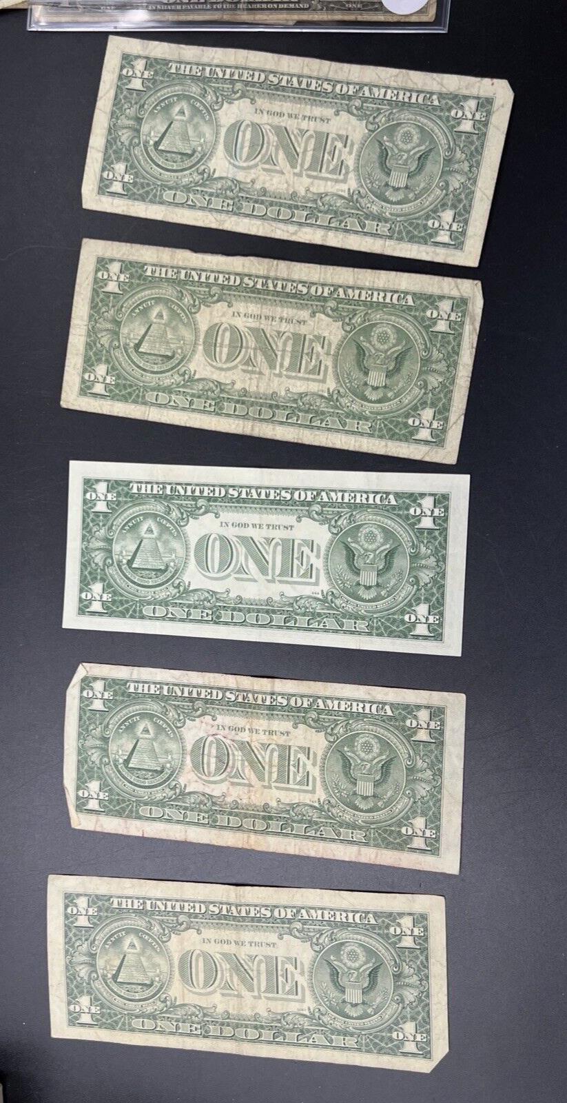 Lot of 5 1963 $1 FRN Notes Circ Varying Letters as Pictured