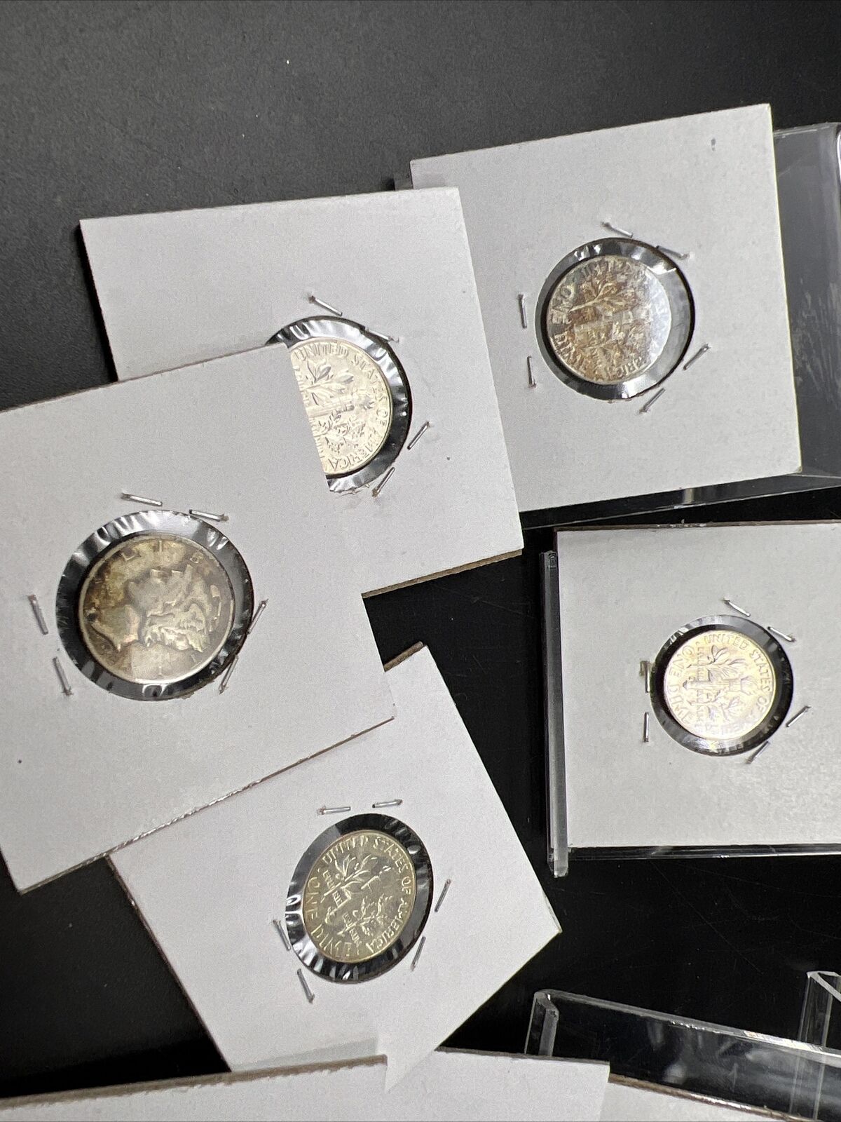 Lot of 8 US 90% Silver Dime Coins Neat Toning Toners Exact Coins Pictured Circ