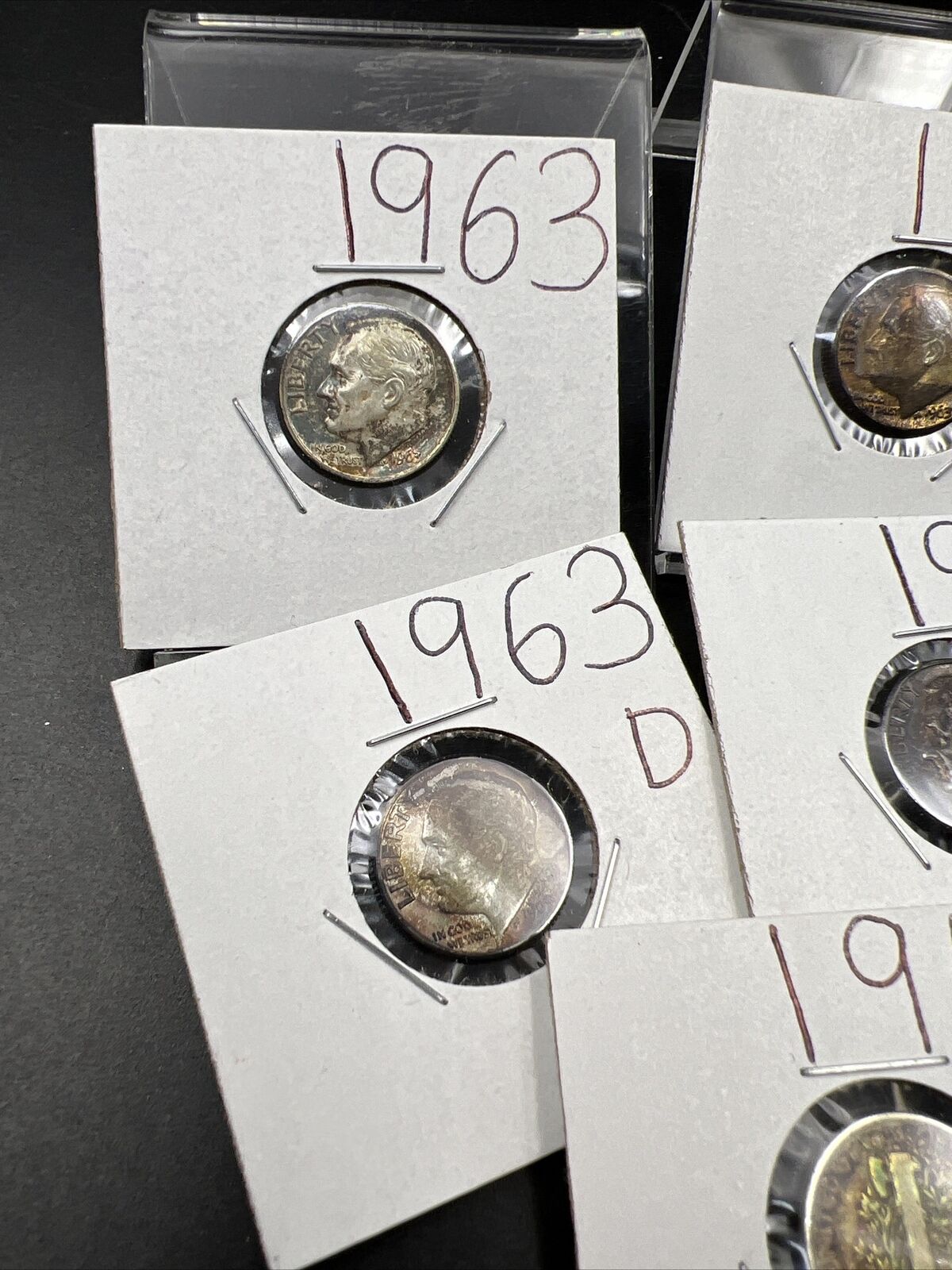 Lot of 8 US 90% Silver Dime Coins Neat Toning Toners Exact Coins Pictured Circ