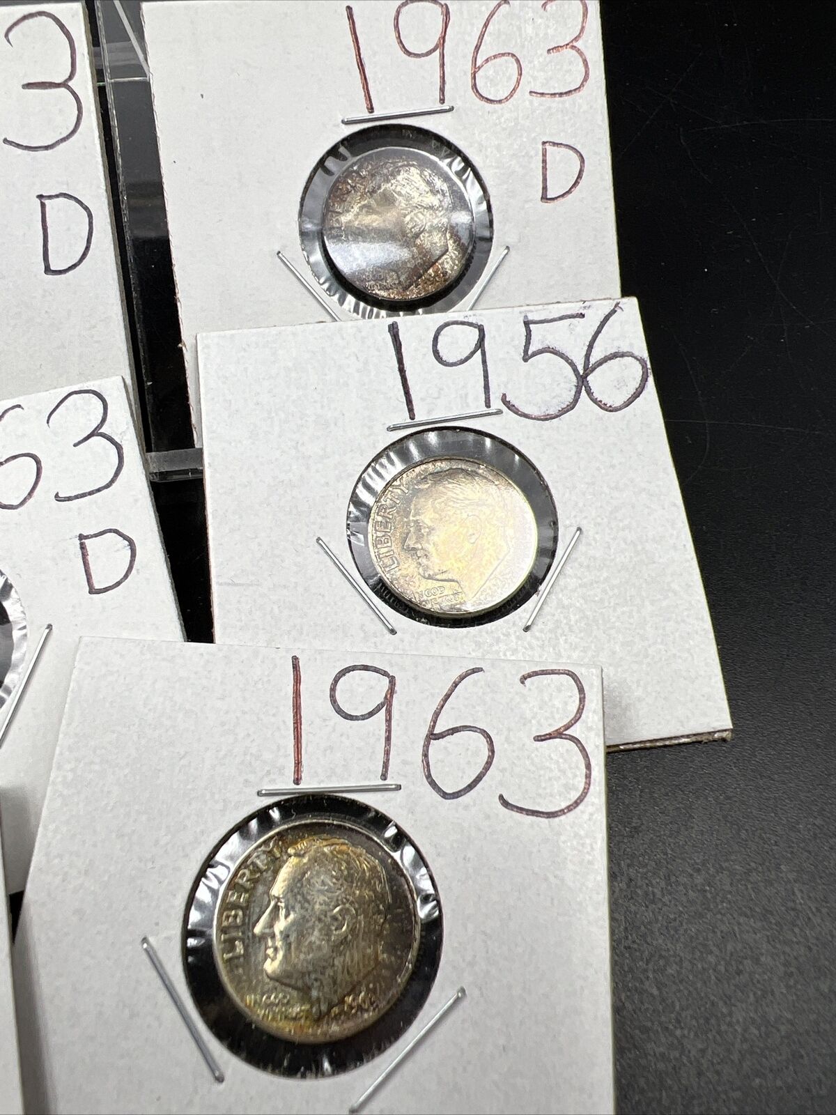 Lot of 8 US 90% Silver Dime Coins Neat Toning Toners Exact Coins Pictured Circ