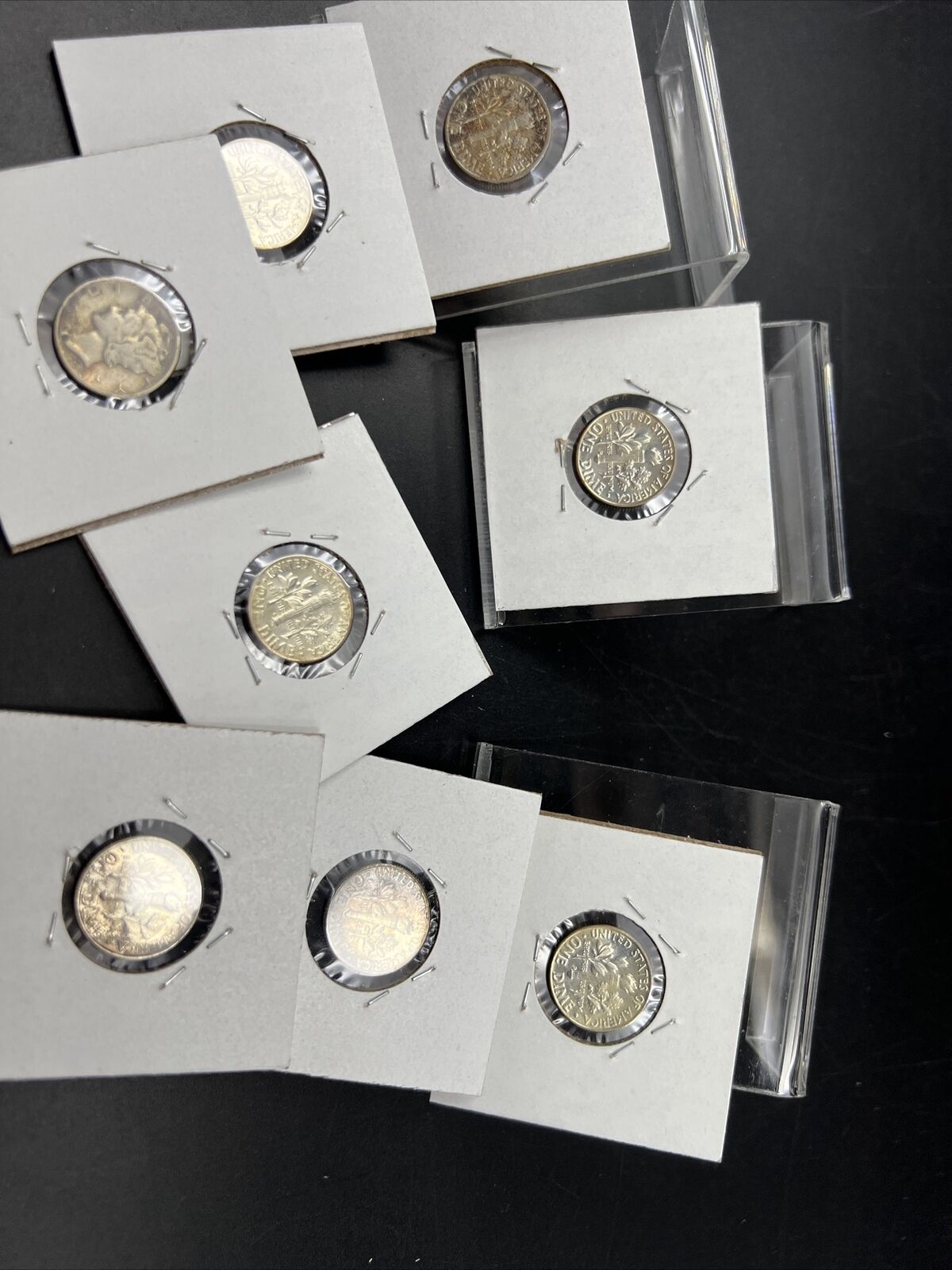 Lot of 8 US 90% Silver Dime Coins Neat Toning Toners Exact Coins Pictured Circ