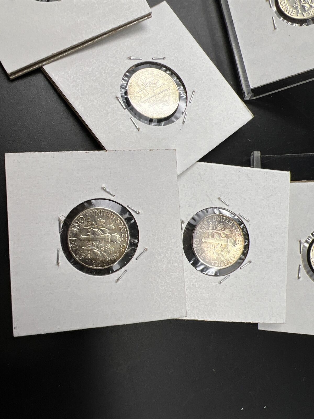 Lot of 8 US 90% Silver Dime Coins Neat Toning Toners Exact Coins Pictured Circ