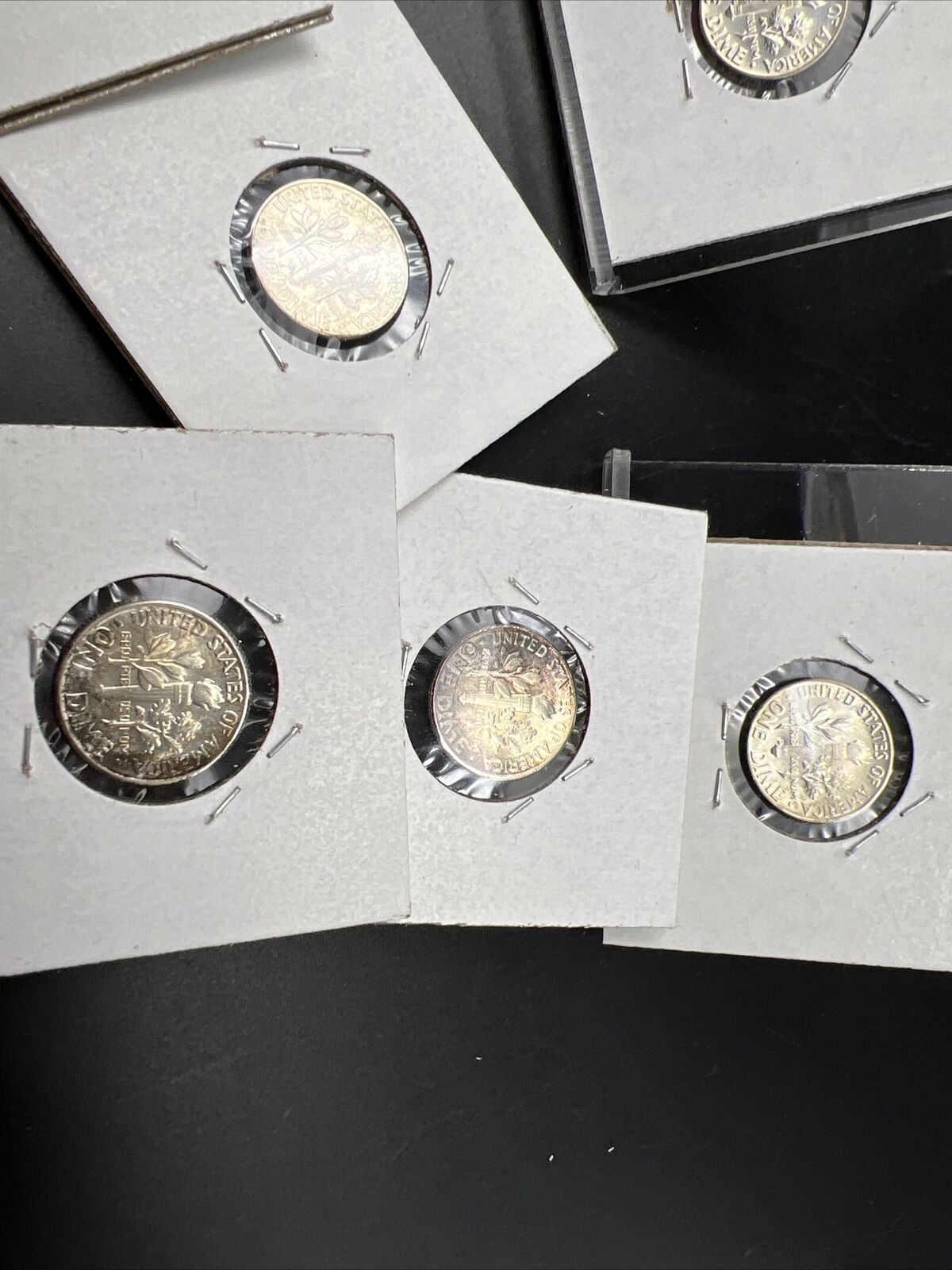 Lot of 8 US 90% Silver Dime Coins Neat Toning Toners Exact Coins Pictured Circ