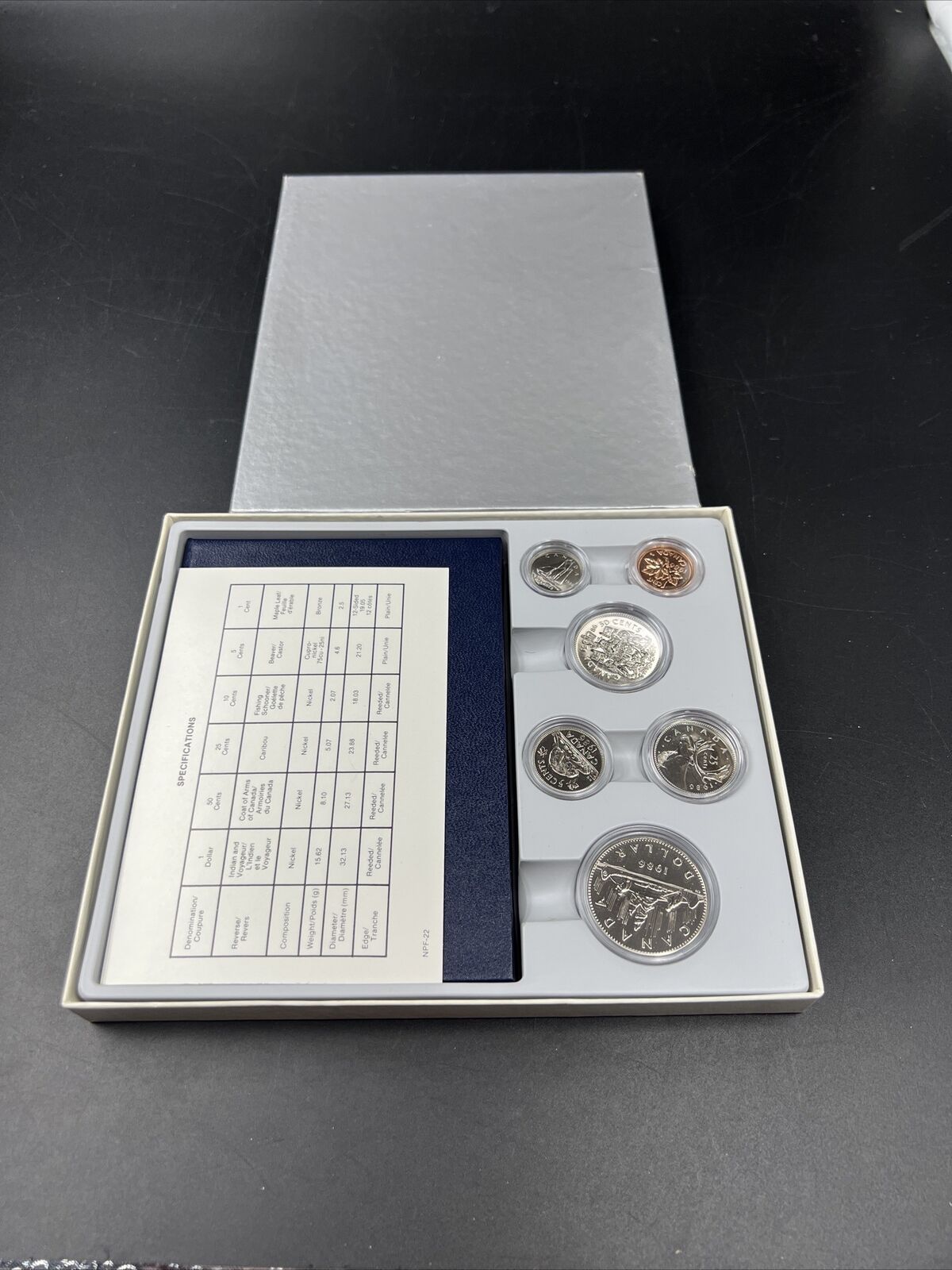 1986 Canada Coin Specimen PL Set Royal Canadian Mint Holder W/ Canoe DOLLAR