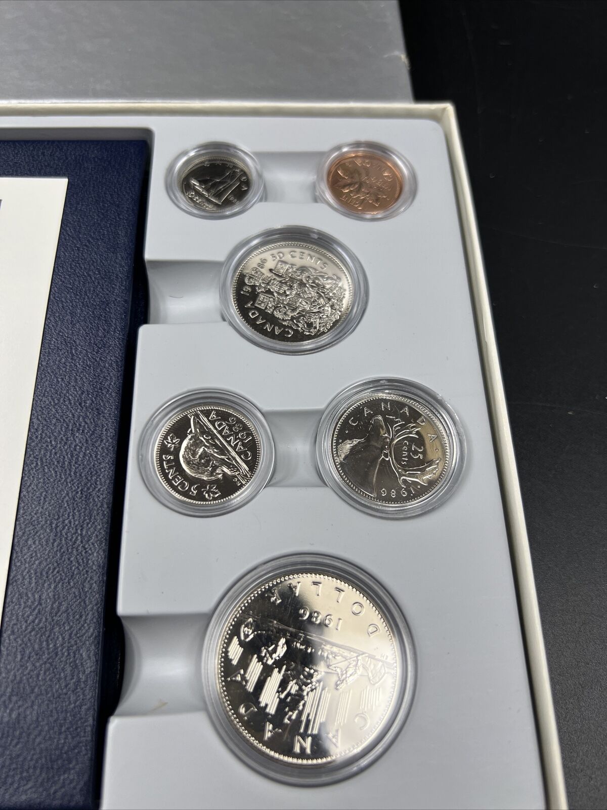 1986 Canada Coin Specimen PL Set Royal Canadian Mint Holder W/ Canoe DOLLAR