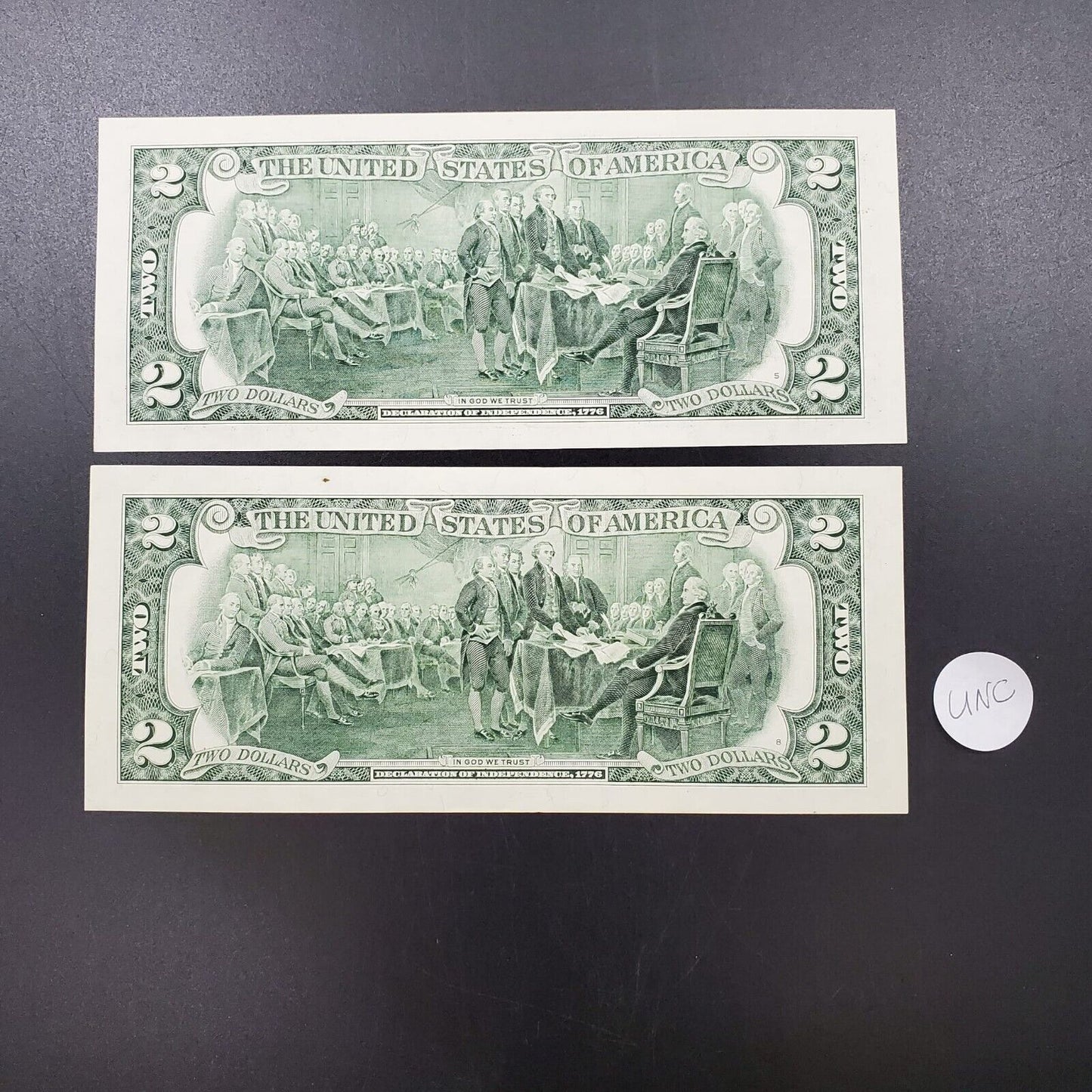 2 CONSECUTIVE $2 2003 FRN FEDERAL RESERVE NOTE CH UNC GREEN SEAL #2