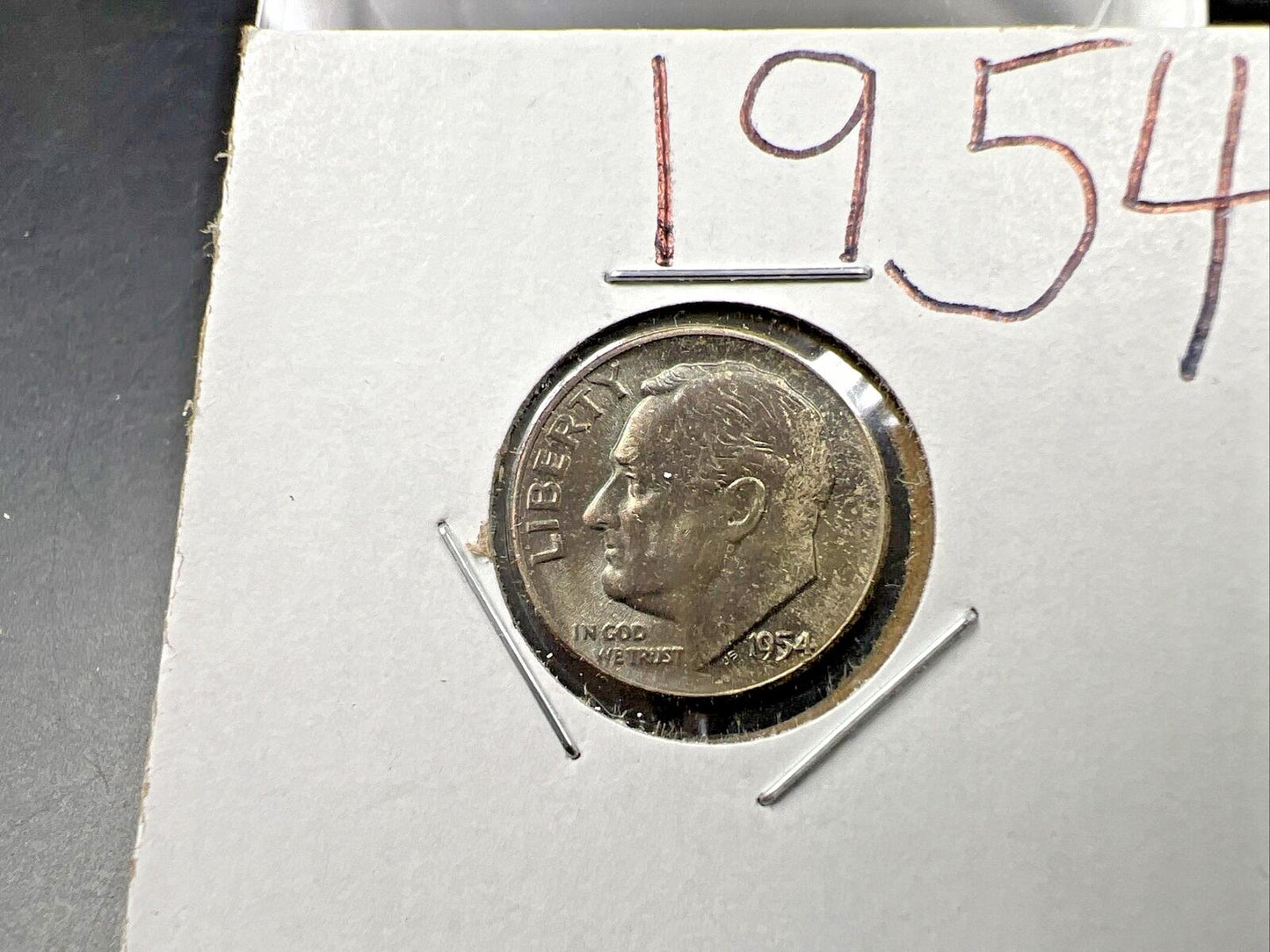 1954 P 10c Roosevelt Silver Dime coin BU UNC Neat Toning Toner