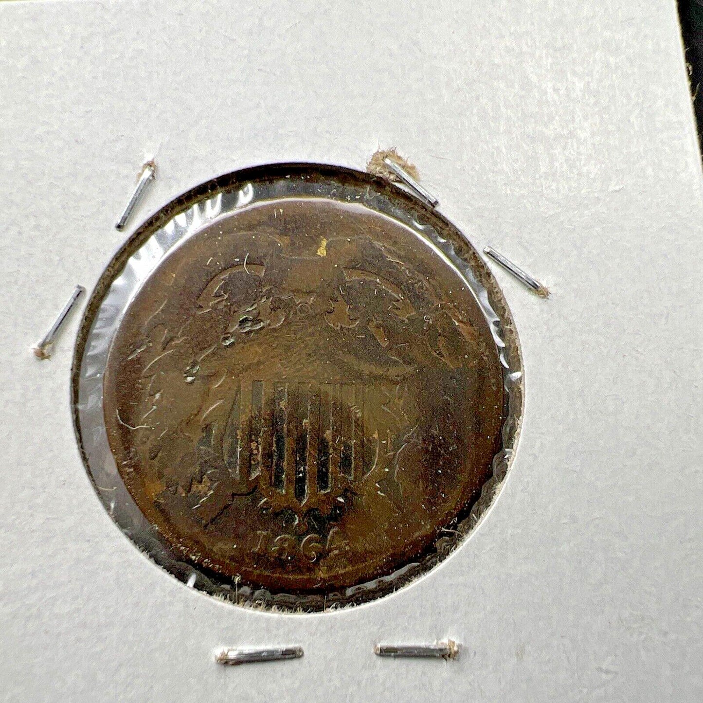 1864 P 2C Two Cent Copper Coin LM Large Motto AG / Fair details