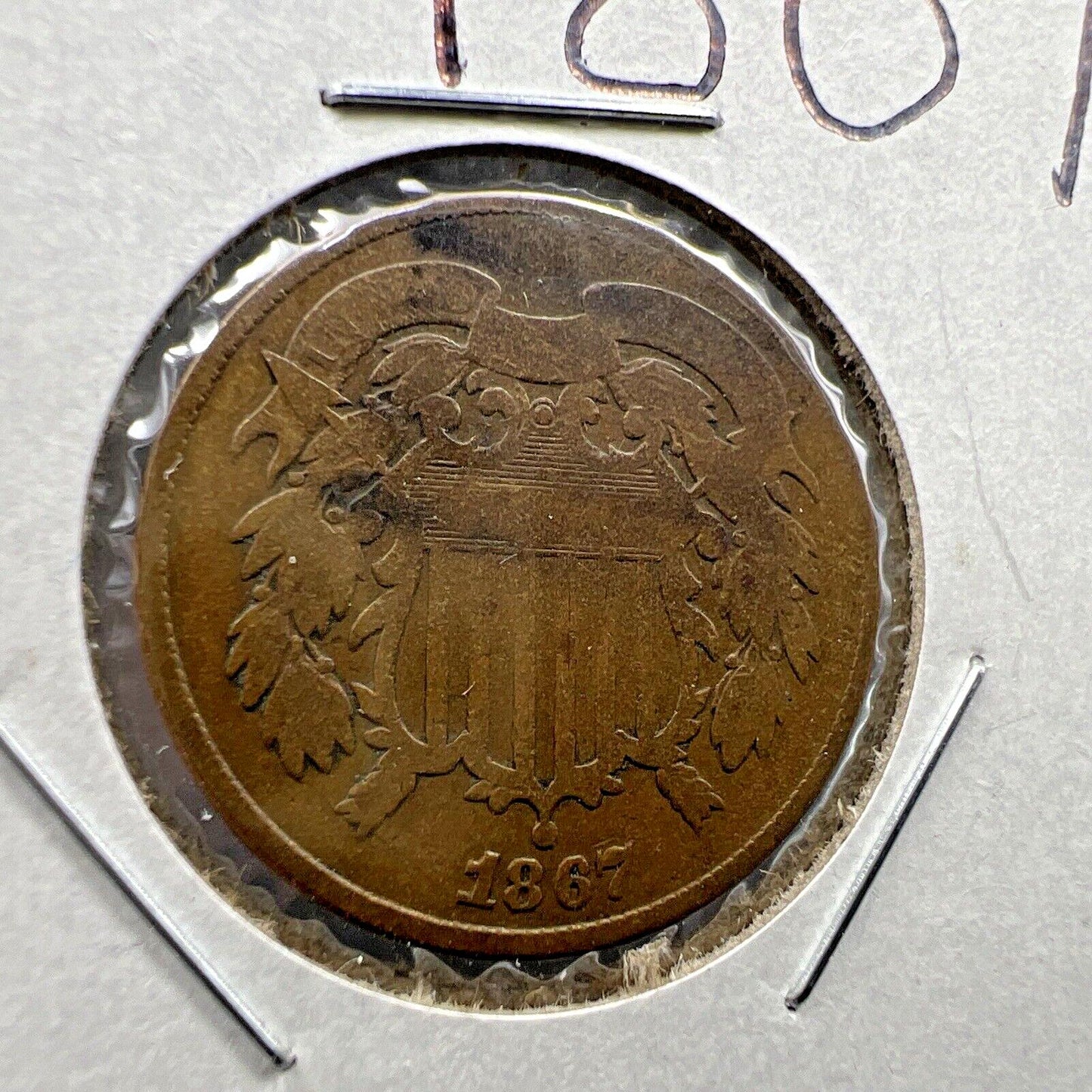 1867 P 2c Two Cent Copper Coin Circulated G / VG