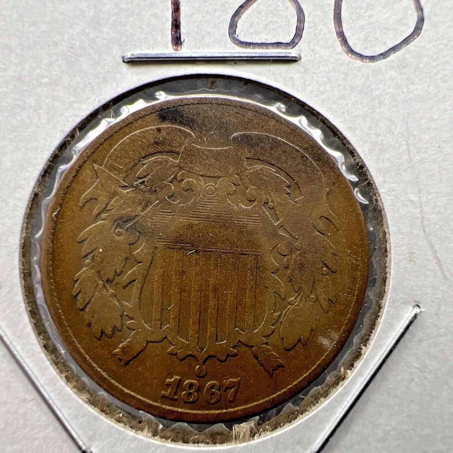 1867 P 2c Two Cent Copper Coin Circulated G / VG