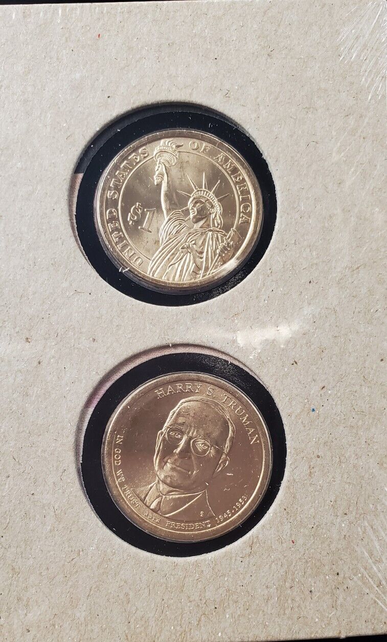 2014 Harry S Truman 33rd Presidential Dollar P & D 2 coins Set First Day OGP