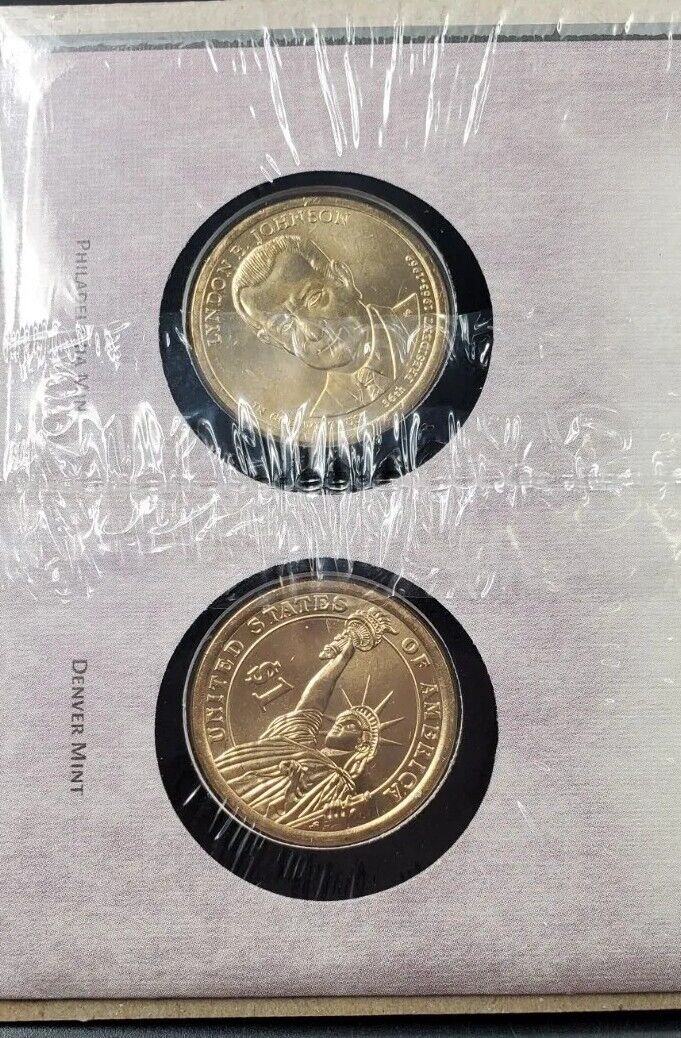 2015 Lyndon B Jonhson Presidential Dollar P & D 2 coin Set First Day OGP US Mint