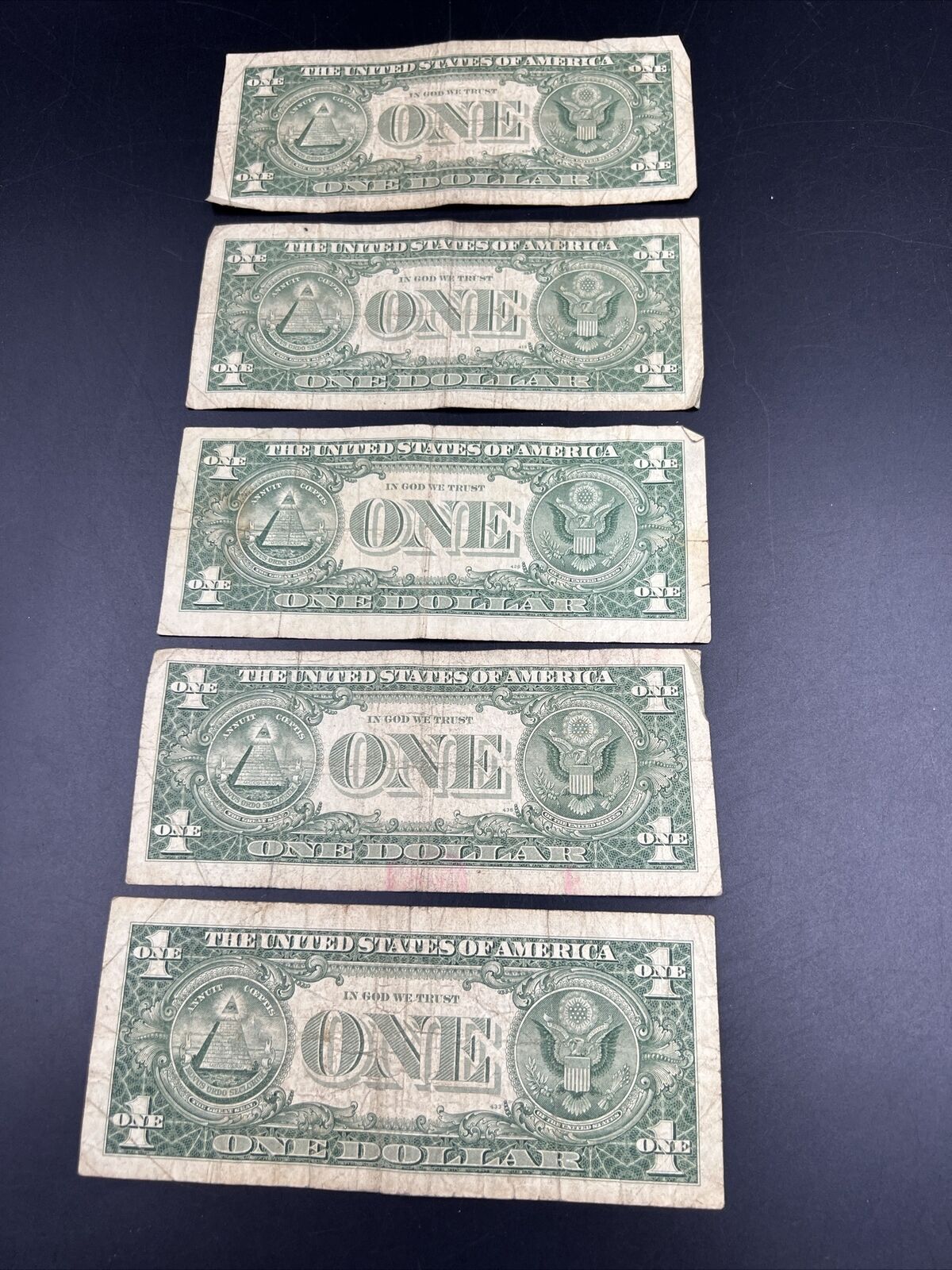 Lot of 5 1957 Silver Certificate Bill Currency Note Bills Very Circulated #878