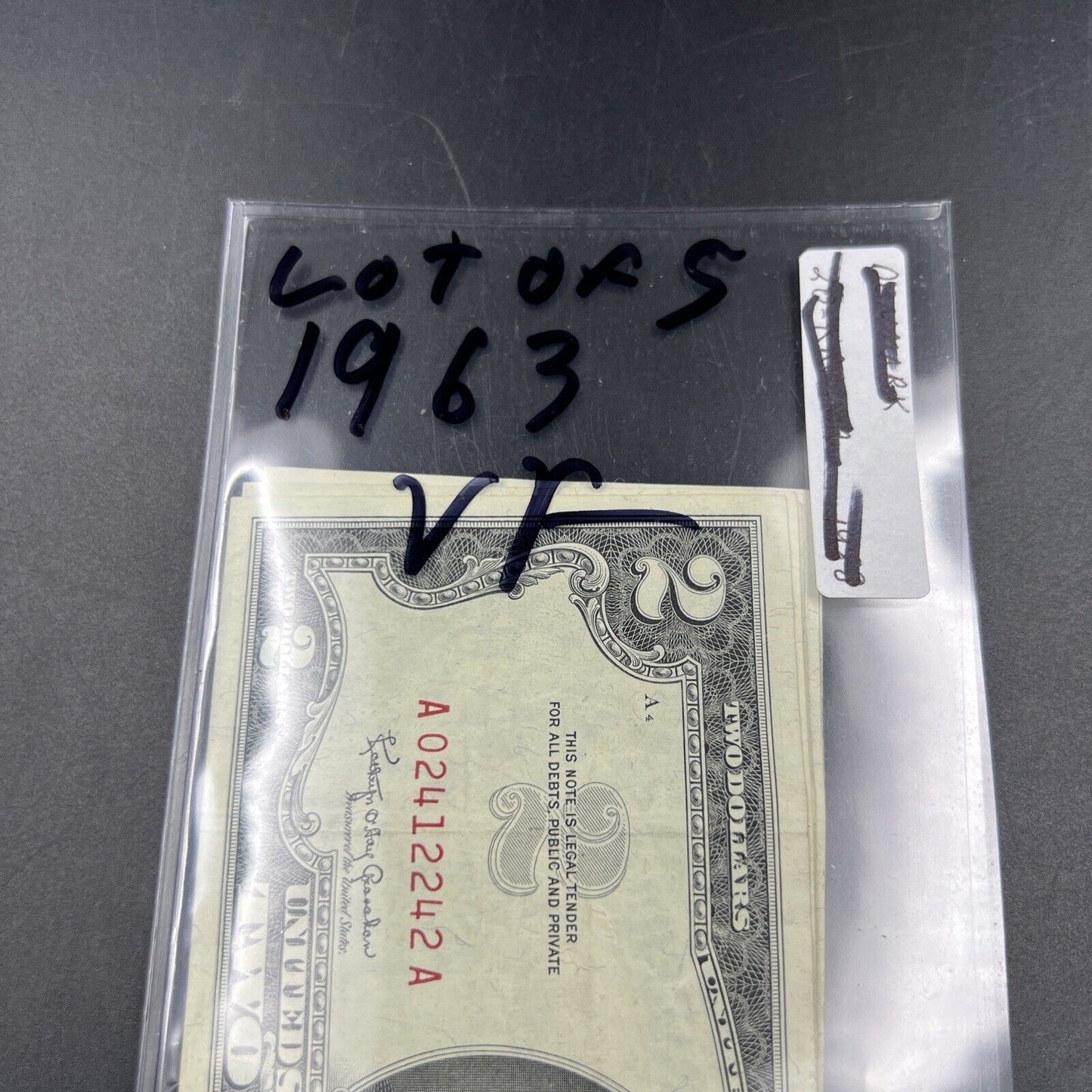 Lot of 5 1963 $2 Two Dollar Red Seal Legal Tender Banknotes VF Circ #242