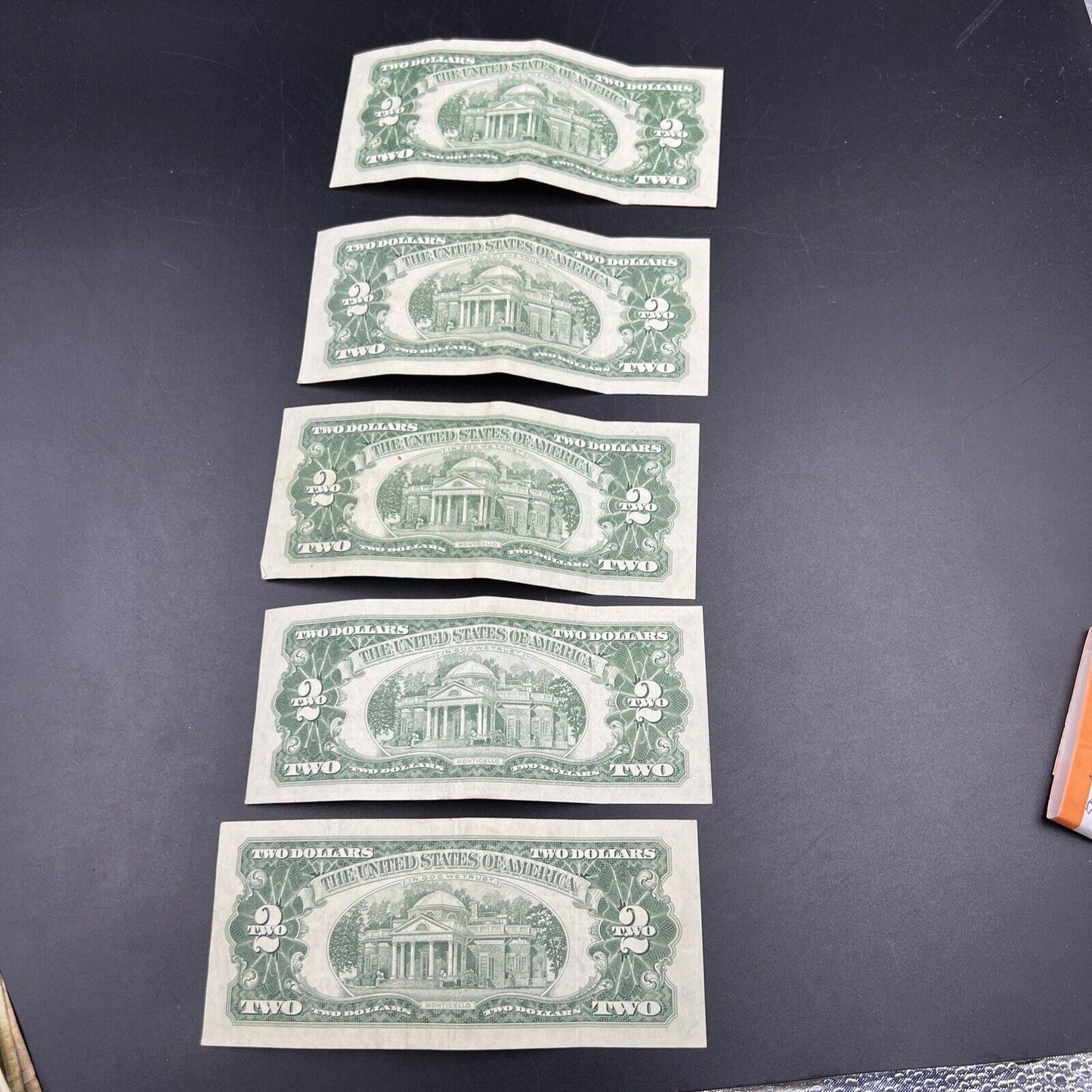 Lot of 5 1963 $2 Two Dollar Red Seal Legal Tender Banknotes VF Circ #242