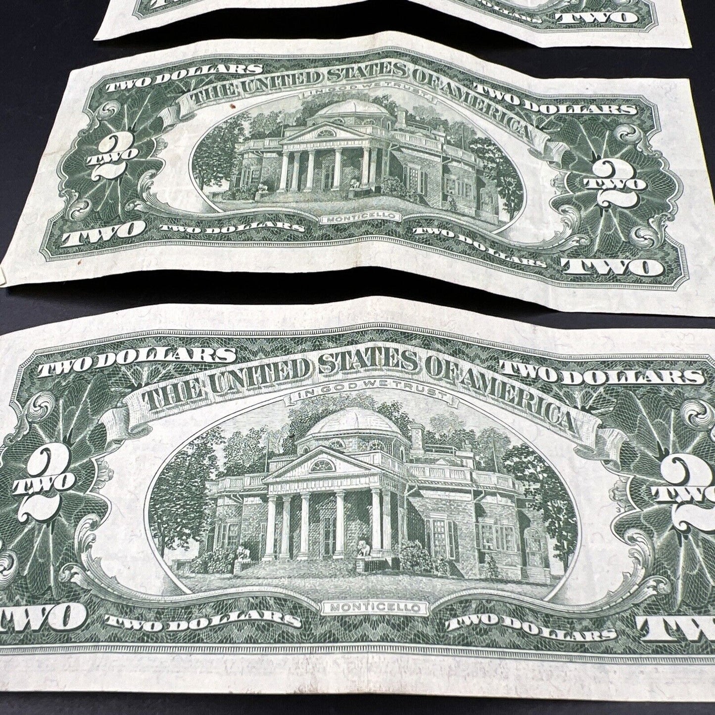 Lot of 5 1963 $2 Two Dollar Red Seal Legal Tender Banknotes VF Circ #242