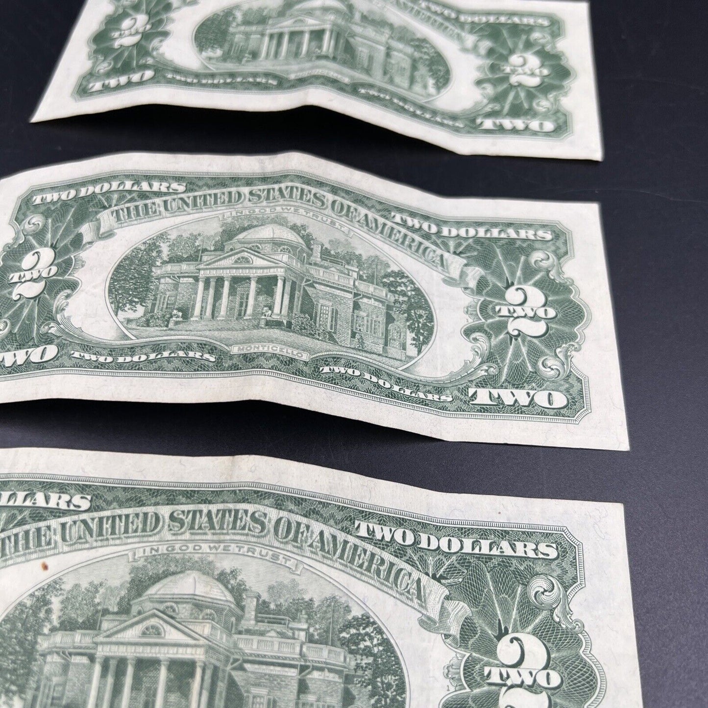 Lot of 5 1963 $2 Two Dollar Red Seal Legal Tender Banknotes VF Circ #242