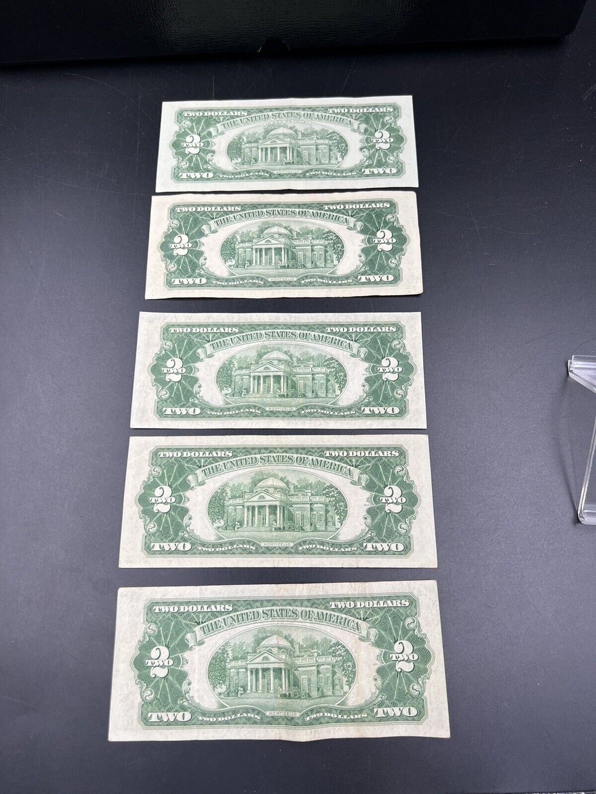 5 NOTE SET 1953 + ABC & 1963 $2 Red Seal Legal Tender Two Dollar Bill Fine / VF