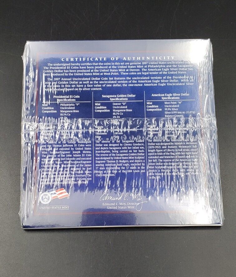 2007 US ASE 1 oz Silver Eagle Presidential Annual GEM UNC Dollar Coin Set SEALED