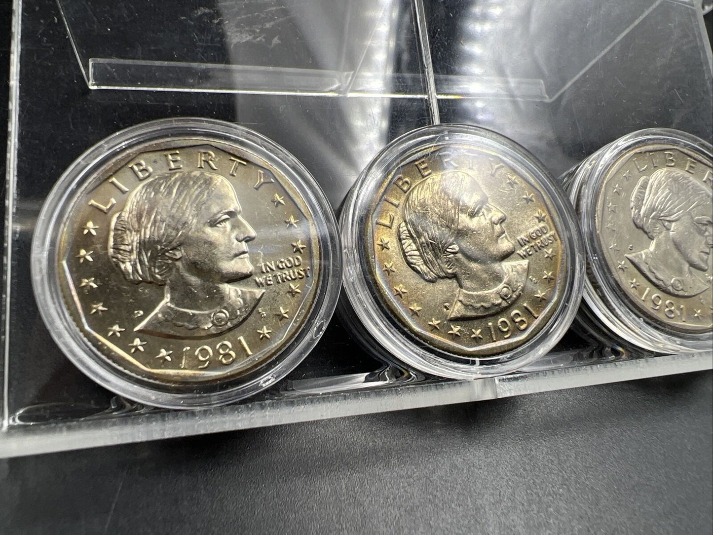 3 Coin SET 1981 P D & S $1 BU SBA Susan B Anthony Dollar Coin UNC in Capsules