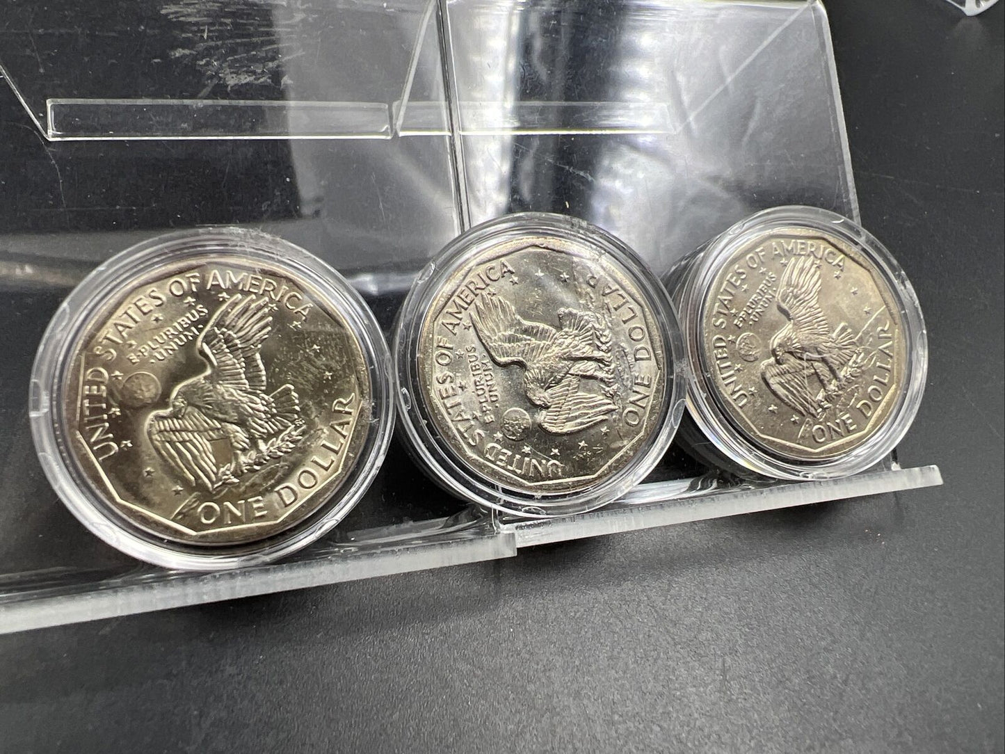 3 Coin Set $1 BU SBA 1980 PDS Dollar Susan B Anthony Coins CH UNC in Capsules
